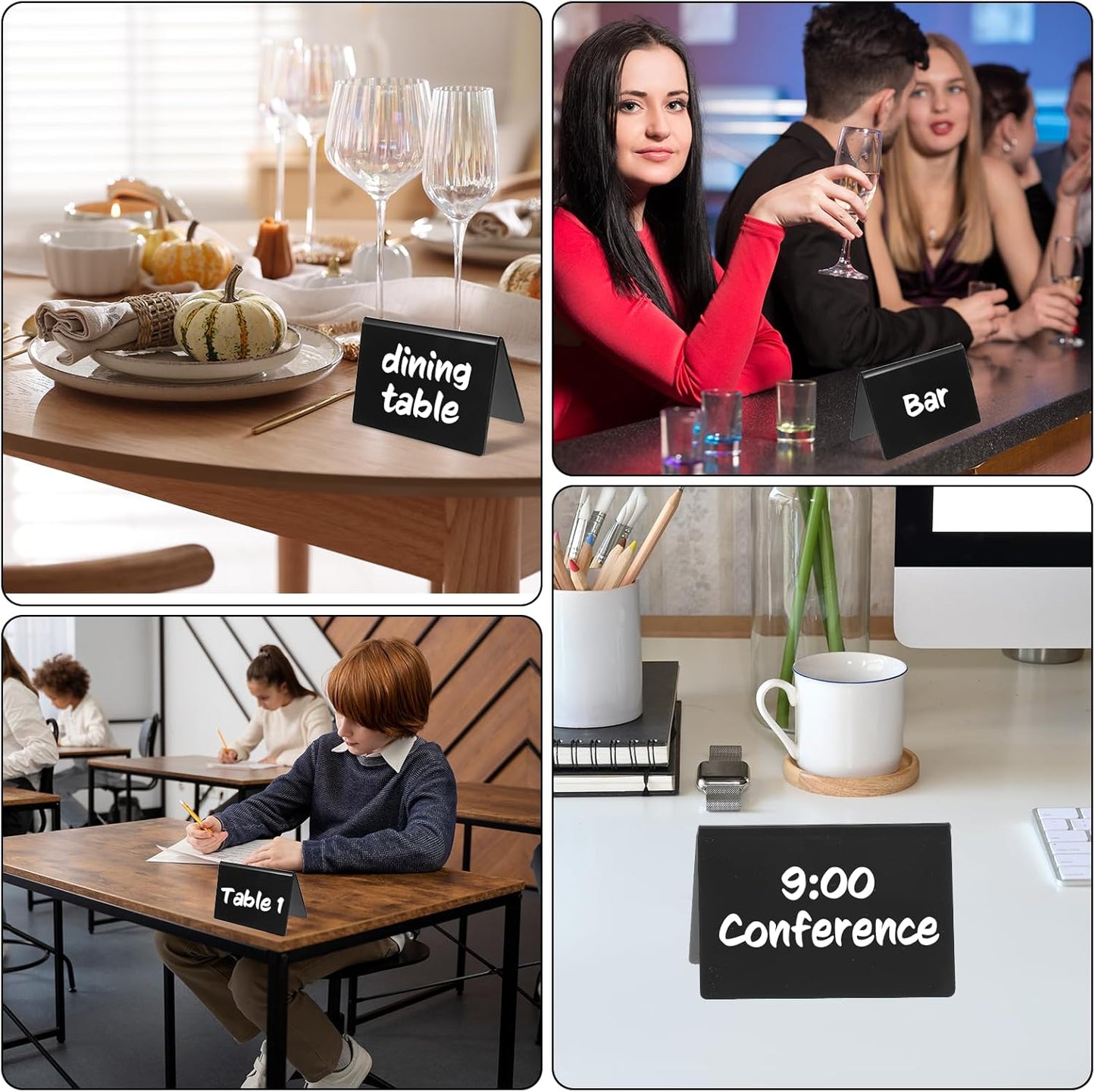 20 Packs Acrylic Mini Chalkboard Sign Black Food Labels Name Tags for Buffet Table Sign Chalkboard Blackboard for Wedding, Table Signs Place Cards for Buffet, Bakery