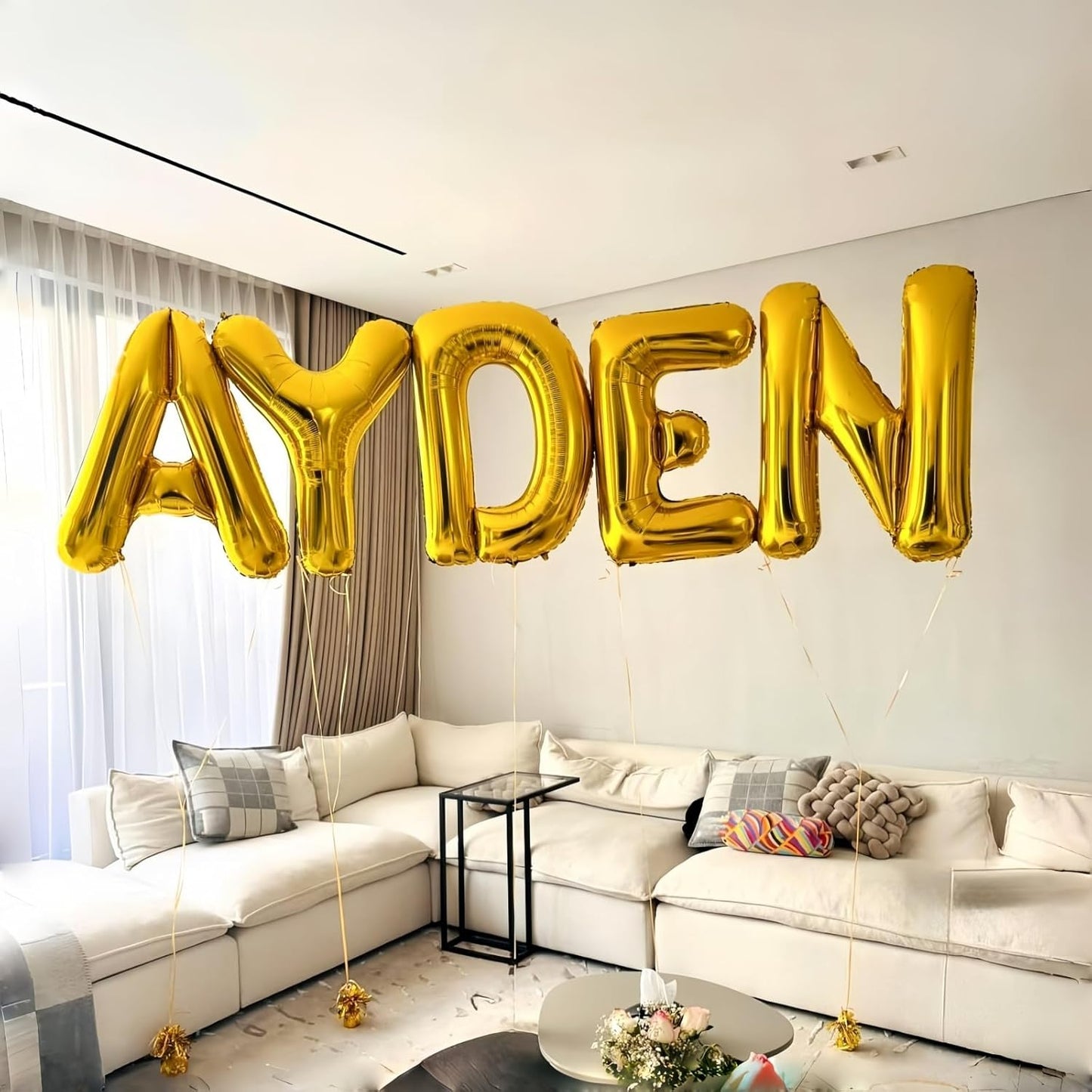 Large Custom Balloon Letters E, 40 Inch Helium Alphabet Word Balloons Decor, Big Self Inflating Foil A-Z Gold Letter Name Balloons for Boys Women Birthday Anniversary Party Decorations Supplies