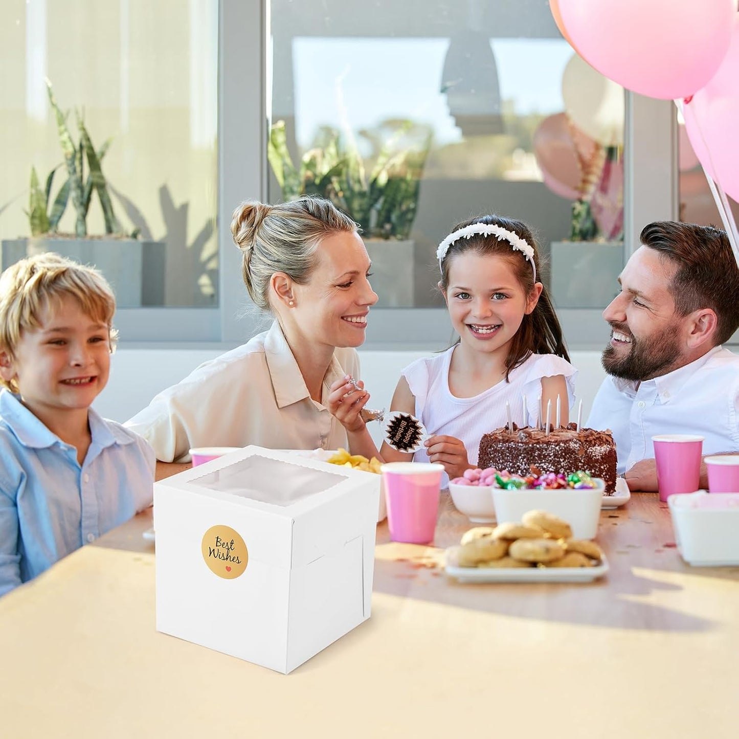 12Pcs 6x6x6 Inches Mini Cake Boxes, White Square Bakery Boxes with Window, Small Cake Containers for Pastries, Cookies, Chocolates, Cupcakes, Birthday Party Cajas Pasteles