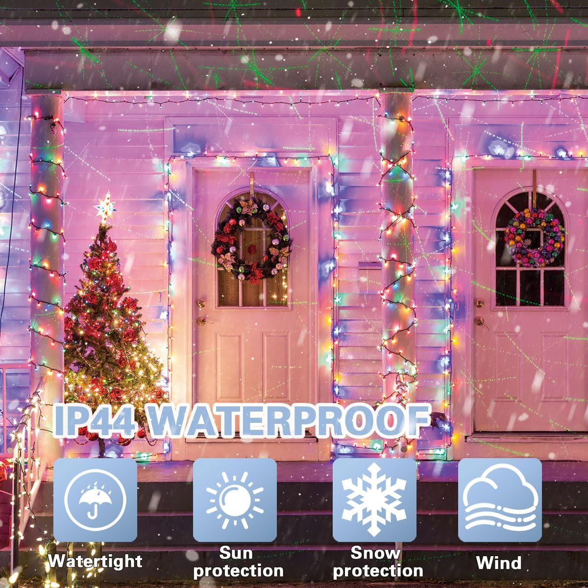 LAMPHOME Colorful String Lights, 66 ft 200 LED Pastel Easter Lights 11 Modes Plug in,transparant Wire Twinkle Fairy Lights for Spring Bedroom(Lighted up in Pink Red Yellow Blue Green Color)