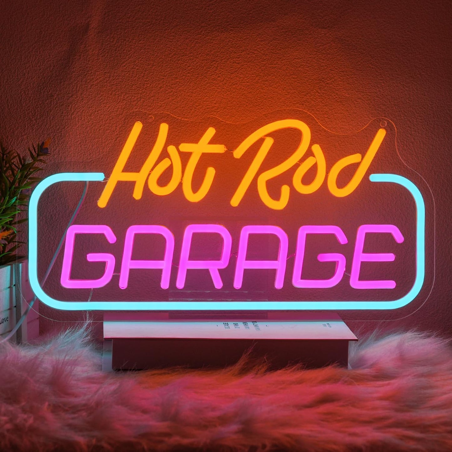 Hot Rod Garage Neon Sign for Wall Decor Garage Neon Light Parking LED Neon Sign Colorful Led Neon Light for Garage Man Cave Mall Decoration