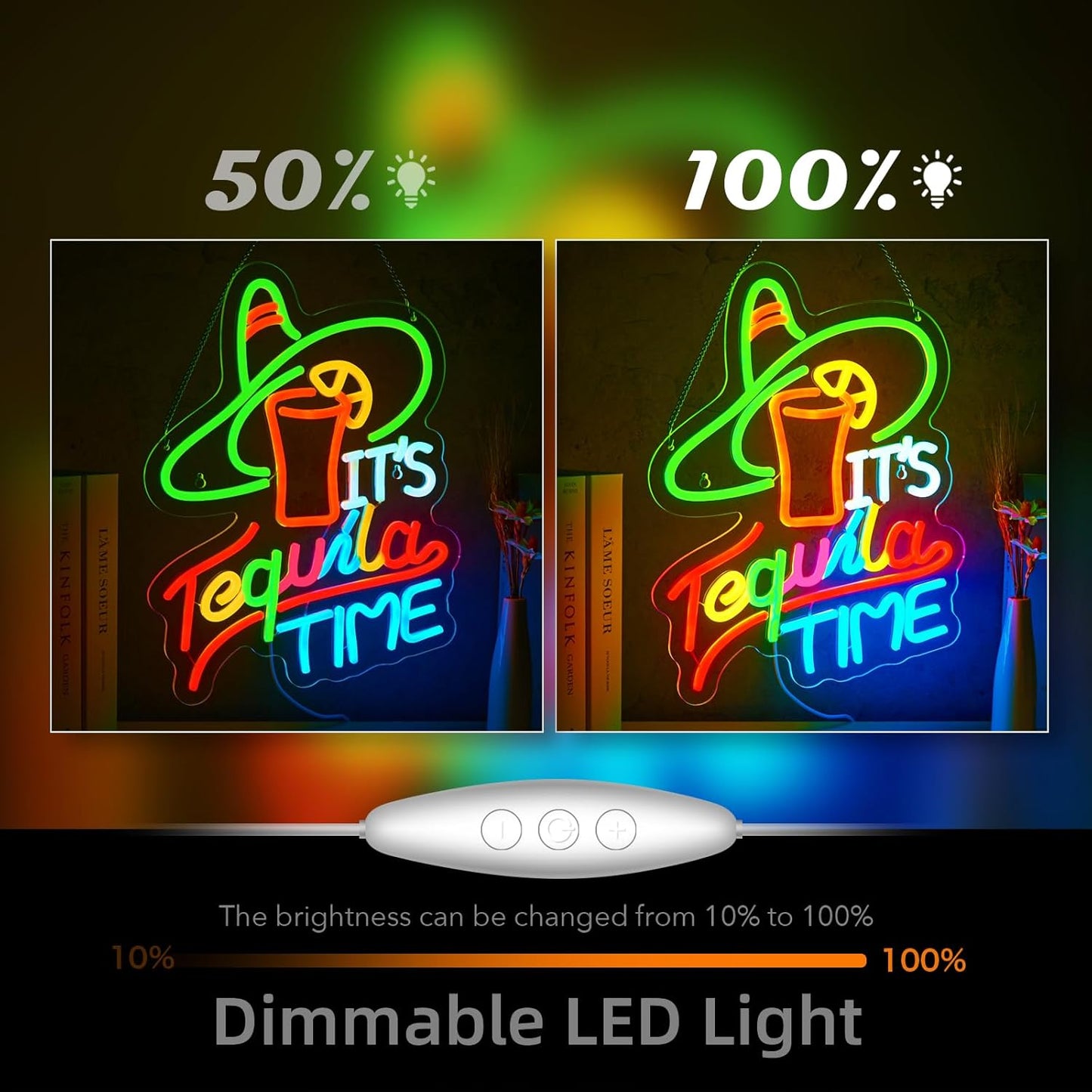 It's Tequila Time Neon Sign Tequila Time Neon Sign for Wall Decor Mexican Tequila USB Dimmable LED Neon Lights for Beer Bar Kitchen Restaurant Home Pub Party Man Cave Club Shops Hotel Store Business Gift