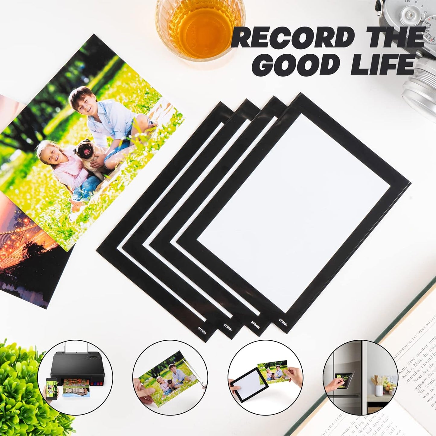 Magnetic Picture Frames with Black Border(5"X7",10 Pack),Magnet Photo Pockets/Holder, Decorations for Home/Office/School/Classroom/Party/Lockers/Fridge