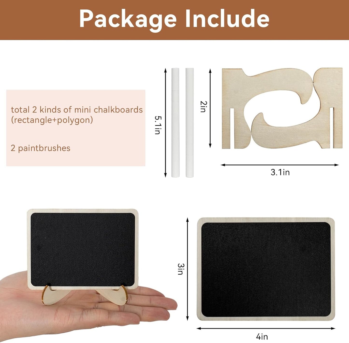 Mini Chalkboard Signs with Stands – Wooden Food Labels for Party, Buffet & Wedding – Includes 2 Chalk Markers – Mini Chalkboards for DIY Crafts & Food Display