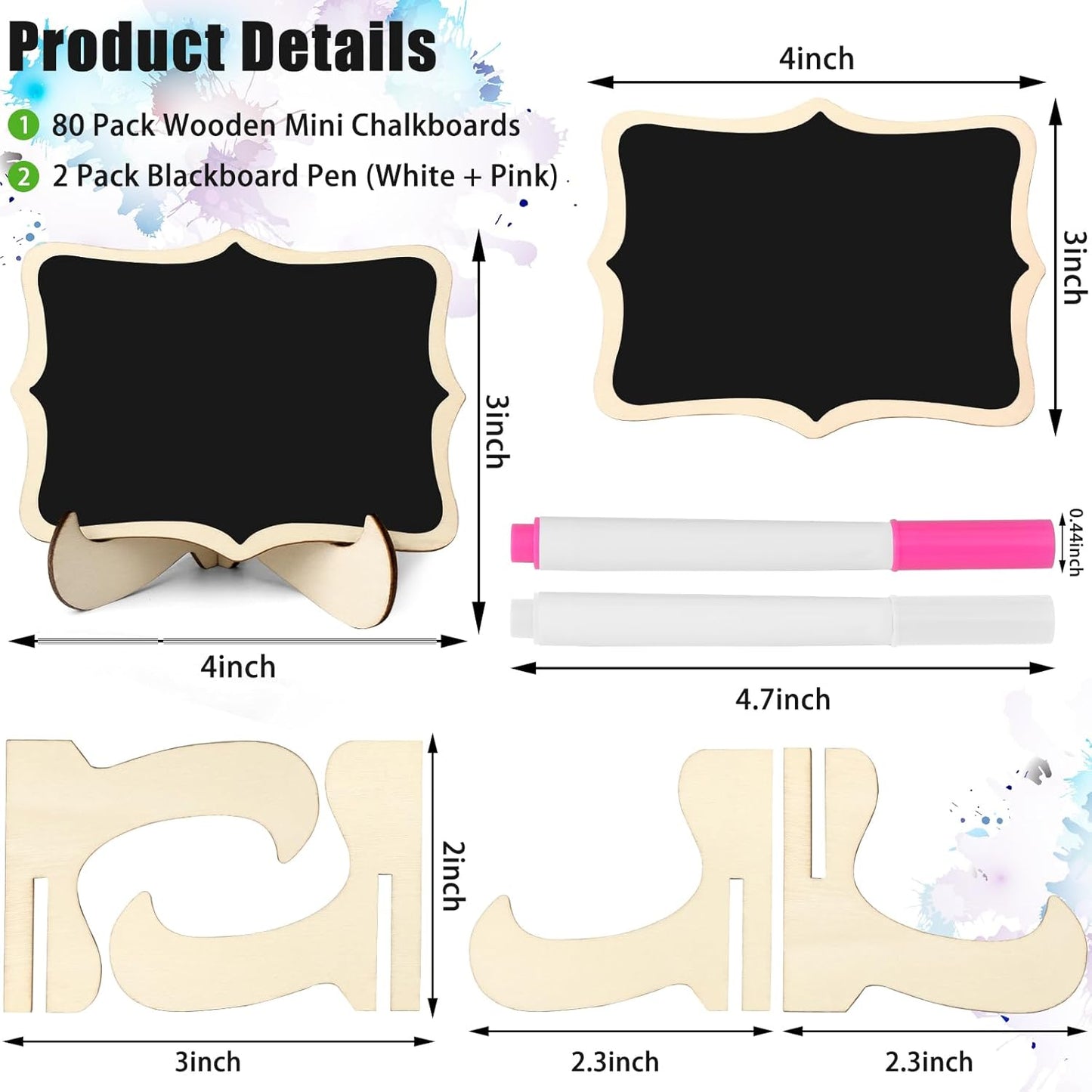 80 Pack Mini Chalkboard Signs with Easel Stand,Food Labels for Party Buffet with Two Pens,Suitable for Graduation Parties, Wedding Celebration Name/Place Cards, Restaurant Food Labels