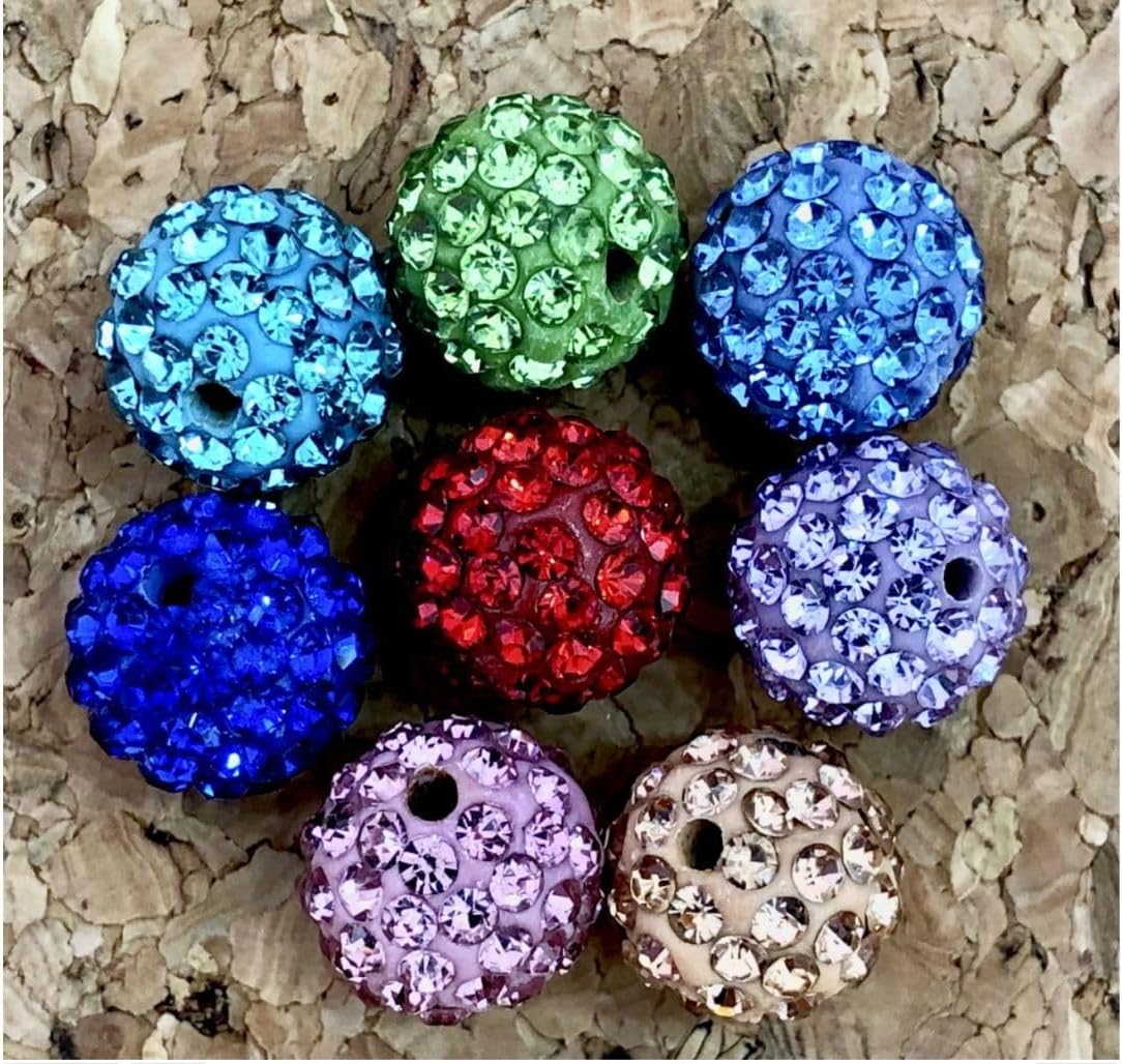 100pcs Adabele Grade A Suncatcher Crystal Rhinestone Pave Loose Beads 12mm Clear White Polymer Clay Disco Ball Spacers Compatible with Shamballa All Craft Jewelry Making DB12-1