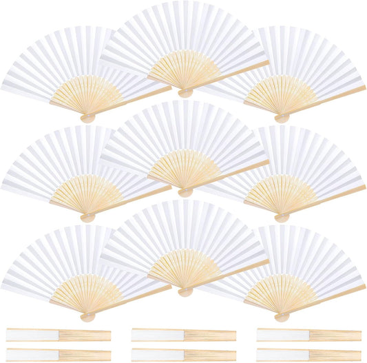 DomeStar 15 Pcs White Paper Fans Handheld – 8.3 Inch Foldable Hand Fan, Folding Fans Handheld for Women, Paper Fan for Wedding Guests, Bridal & Baby Shower Favors, Party Decorations