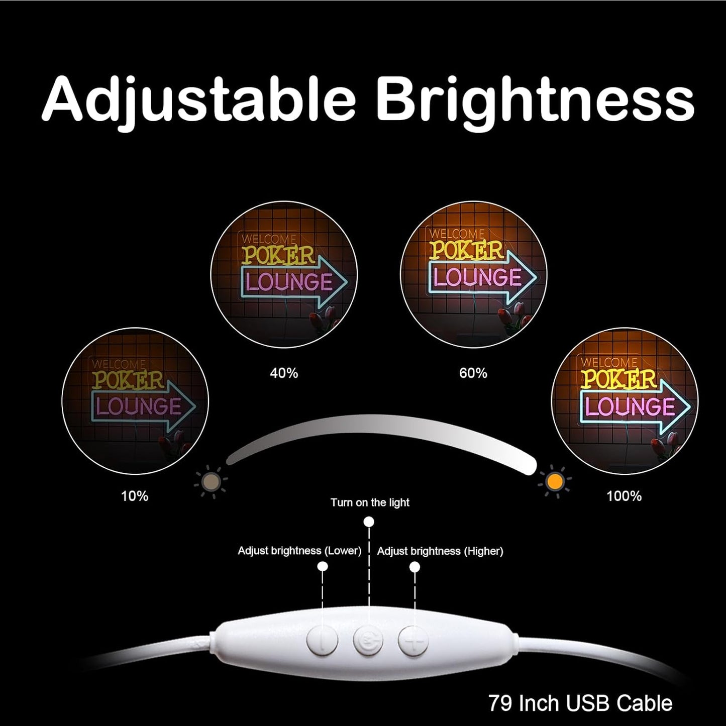 Looklight Welcome Poker Lounge Neon Sign for Wall Decor Right Arrow LED Light Sign Decoration for Bedroom Casino Bar Hotel Play Room Birthday Party, Suitable for Dormitory Man Cave