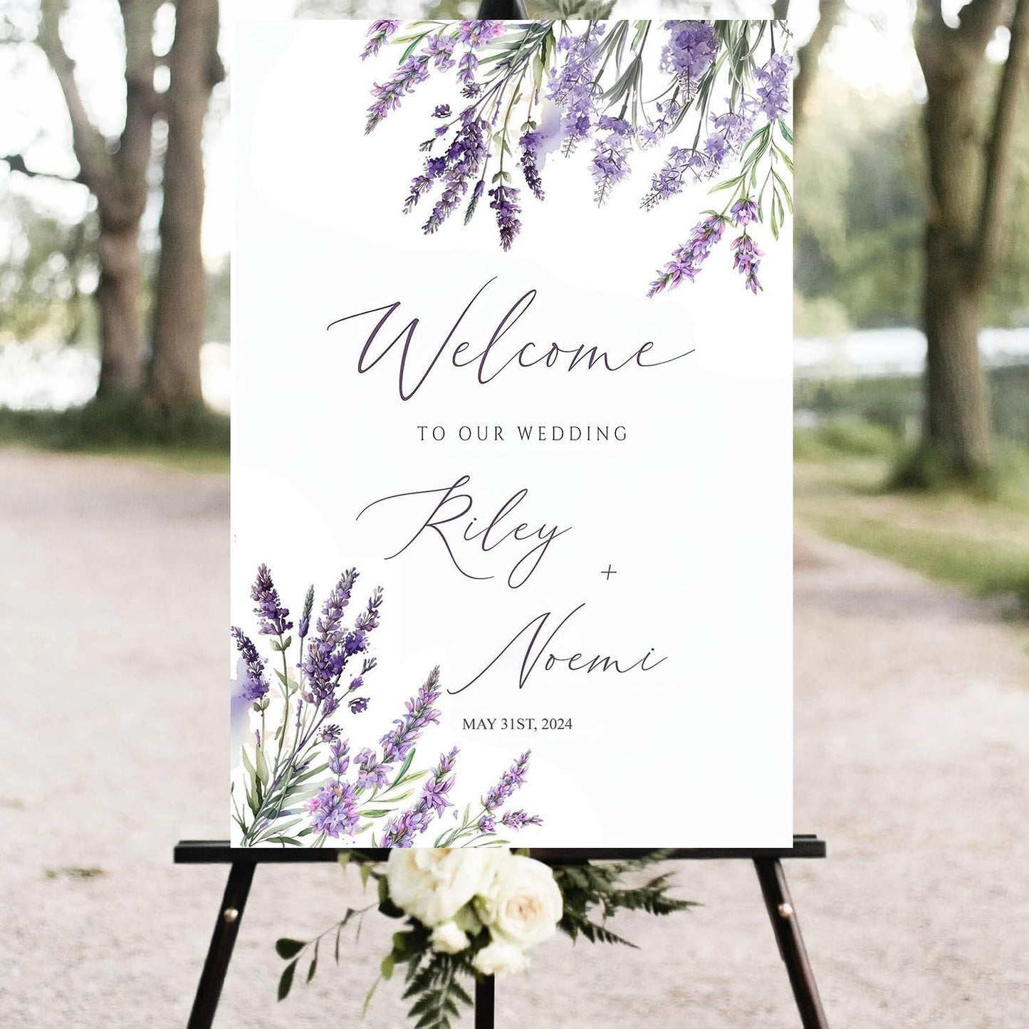 Lavender Floral Boho Wedding Welcome Sign, Welcome Sign Wedding, Custom Wedding Welcome Sign