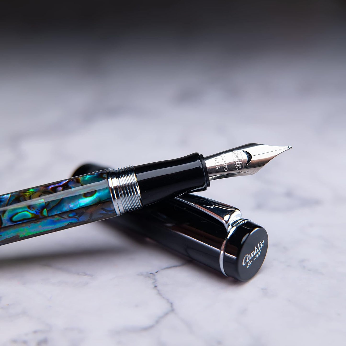 Conklin Duragraph Fountain Pen Abalone Nights - Stub Nib, Premium Writing Instrument for Calligraphy & Signatures