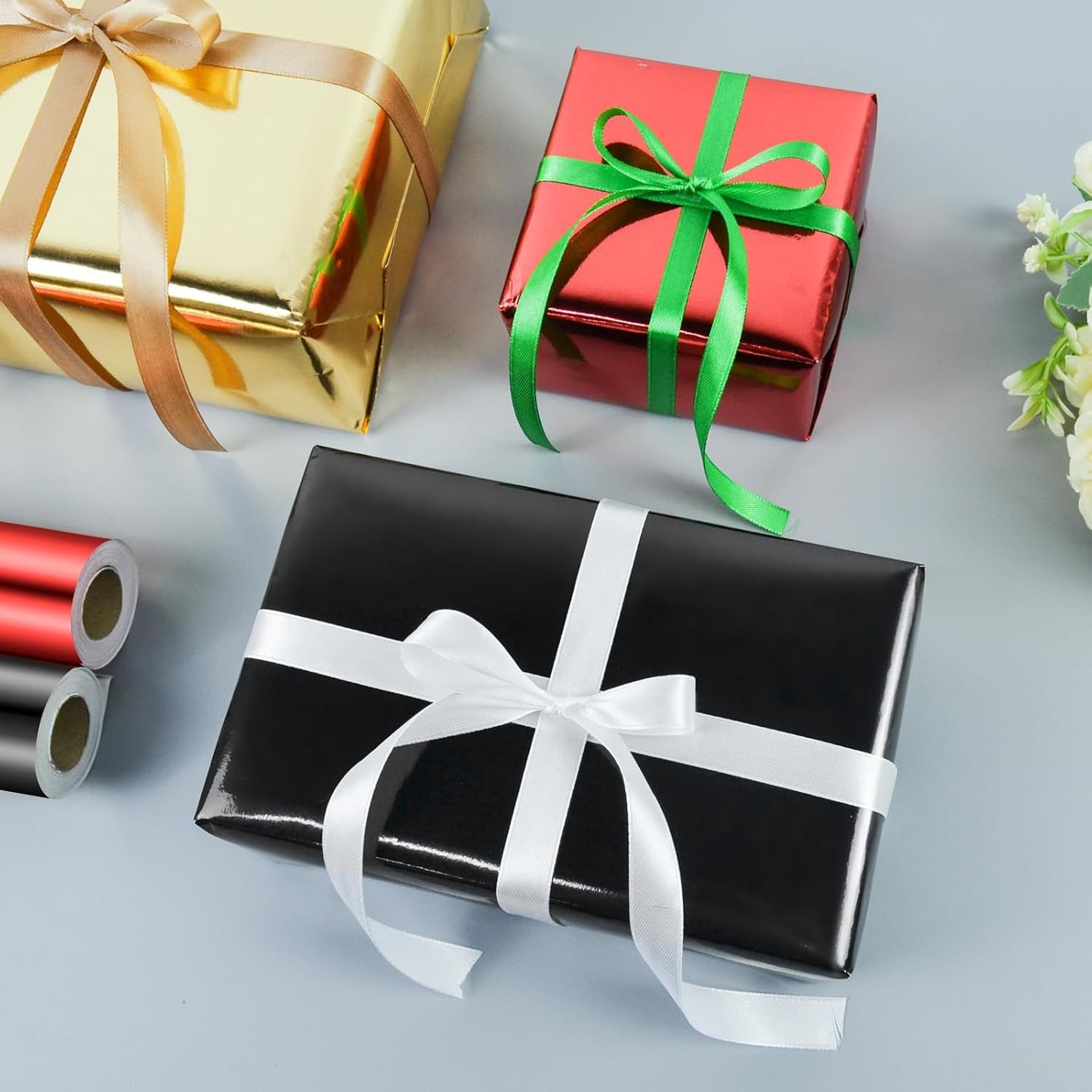 KMER LIFE Metallic Wrapping Roll (Gold) - 17 x 394 Inch, Premium Gift Wrapping for Birthday, Wedding, Christmas, Parties