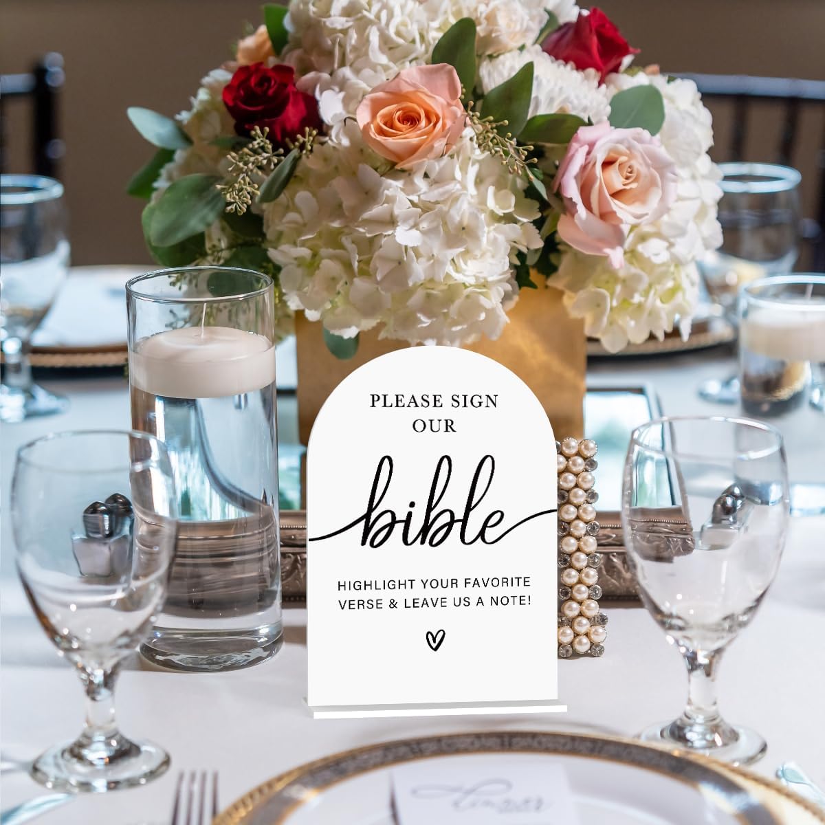 Acrylic Wedding Sign Wedding Signs for Ceremony Please Sign Our Bible Sign for Wedding Modern Calligraphy Arch Acrylic Table Top Sign for Wedding Reception and Event Party Table(white)