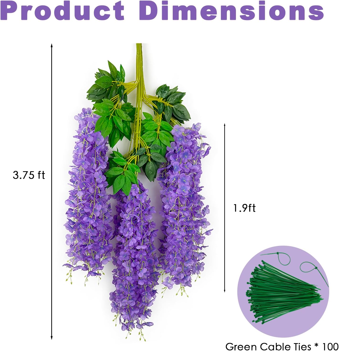 24 Pcs of Wisteria Hanging Flowers, 3.75 Feet Fake Wisteria Flower Strings, Artificial Wisteria Flowers Hanging Garland for Backdrop, Wedding, Ceremony,Garden and Home Wall Decoration (Light Purple)