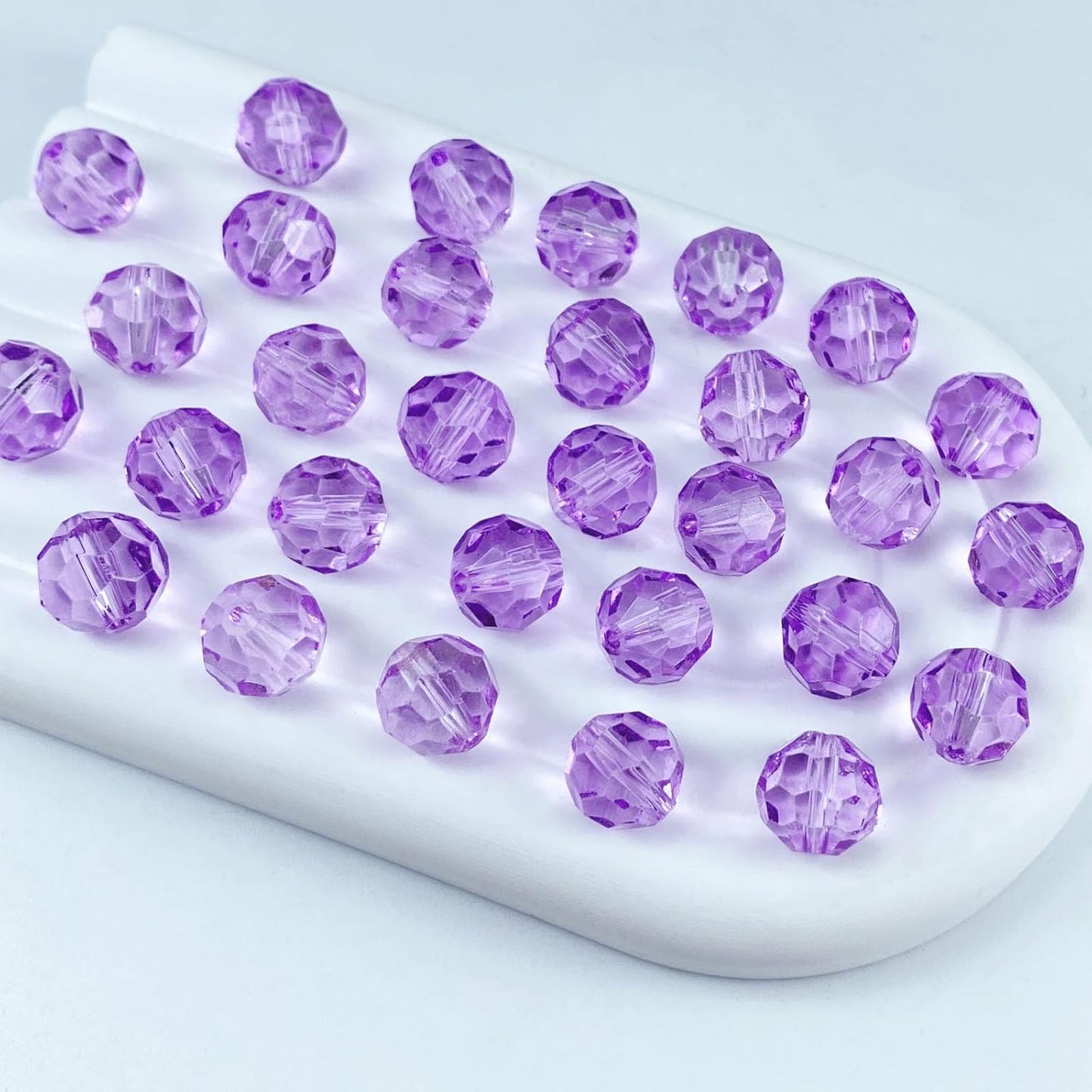 200 PCS 6mm Crystal Glass Beads Round Multiple Faceted Loose Spacer Glass Beads for DIY Handcrafte Bracelet Necklace Earring Jewelry Making(Purple)