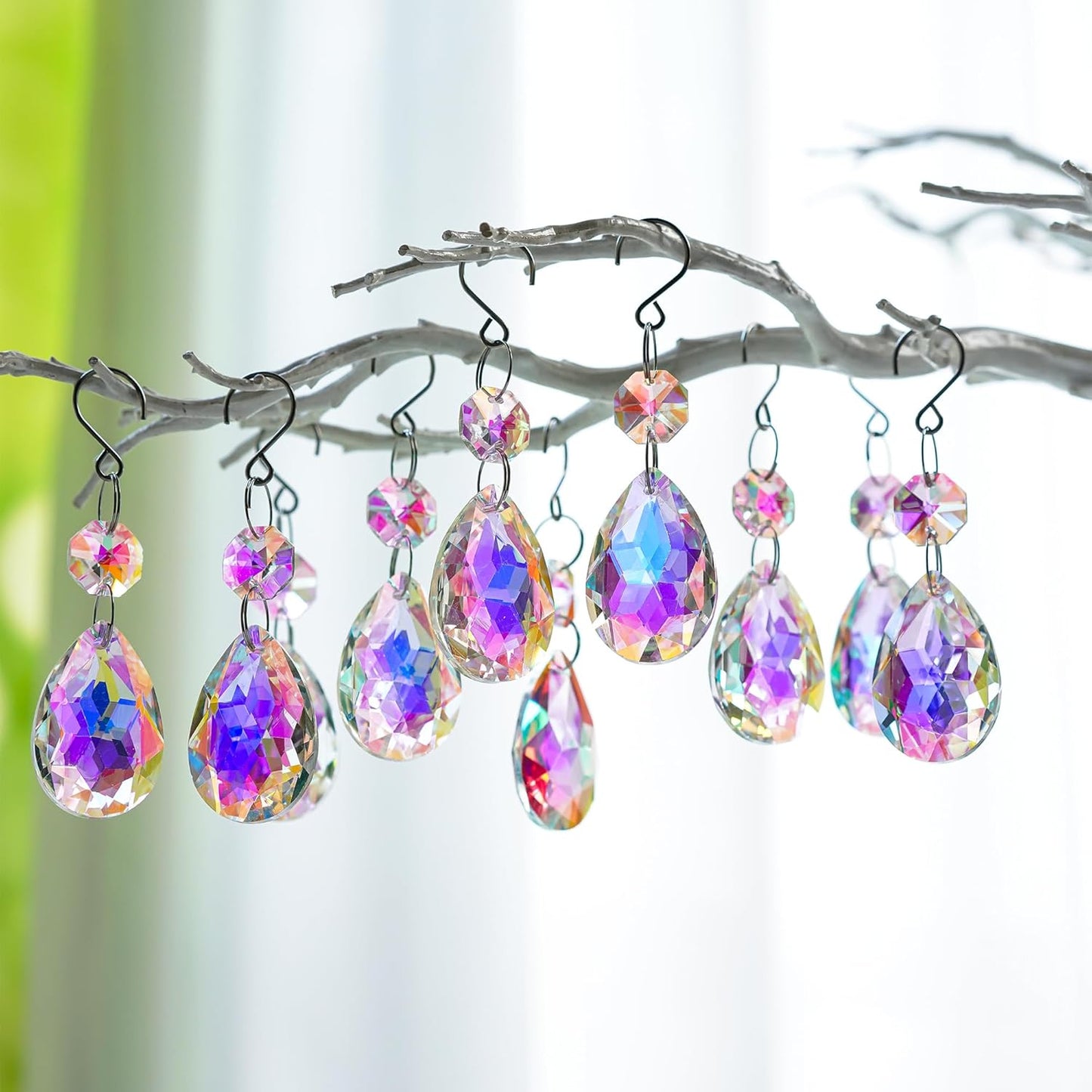 H&D HYALINE & DORA 3Inch Crystal Suncatcher Bauhinia Prisms Pendants 10Pcs Chandelier Crystals Replacement Hanging Sun Catcher Beads for DIY Arts Crafts Decor (AB)