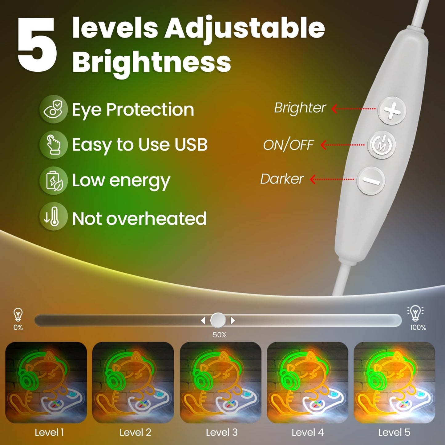 Cat Gamer Neon Sign,Cat with Headphones Led Sign,Neon Signs for Wall Decor,LED Gaming Neon Light for Boys Room,Game Room,Bedroom Decor,Anime Neon Wall Light for Mancave