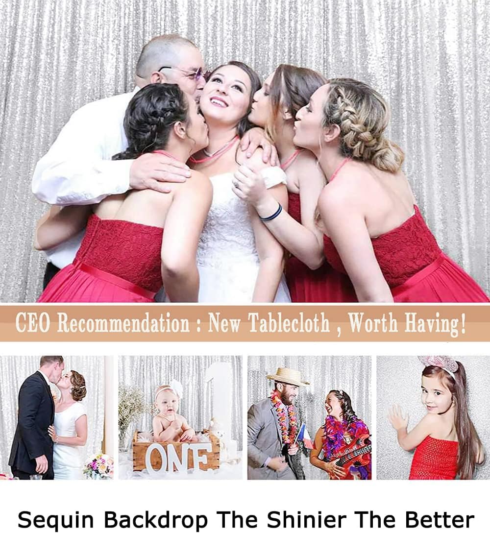 ShiDianYi Silver Glitter Backdrop Curtain Photo Backdrop 8FTx10FT Sequins Elegant Backdrops 8x10 Sequin-Curtain-1016E