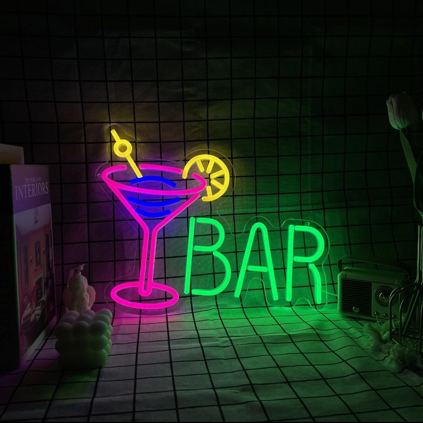 Neon Bar Sign USB-Powered Pink Bar Wall Decor for Home Bar, Man Cave Multi-Scene LED Lighting Neon Light