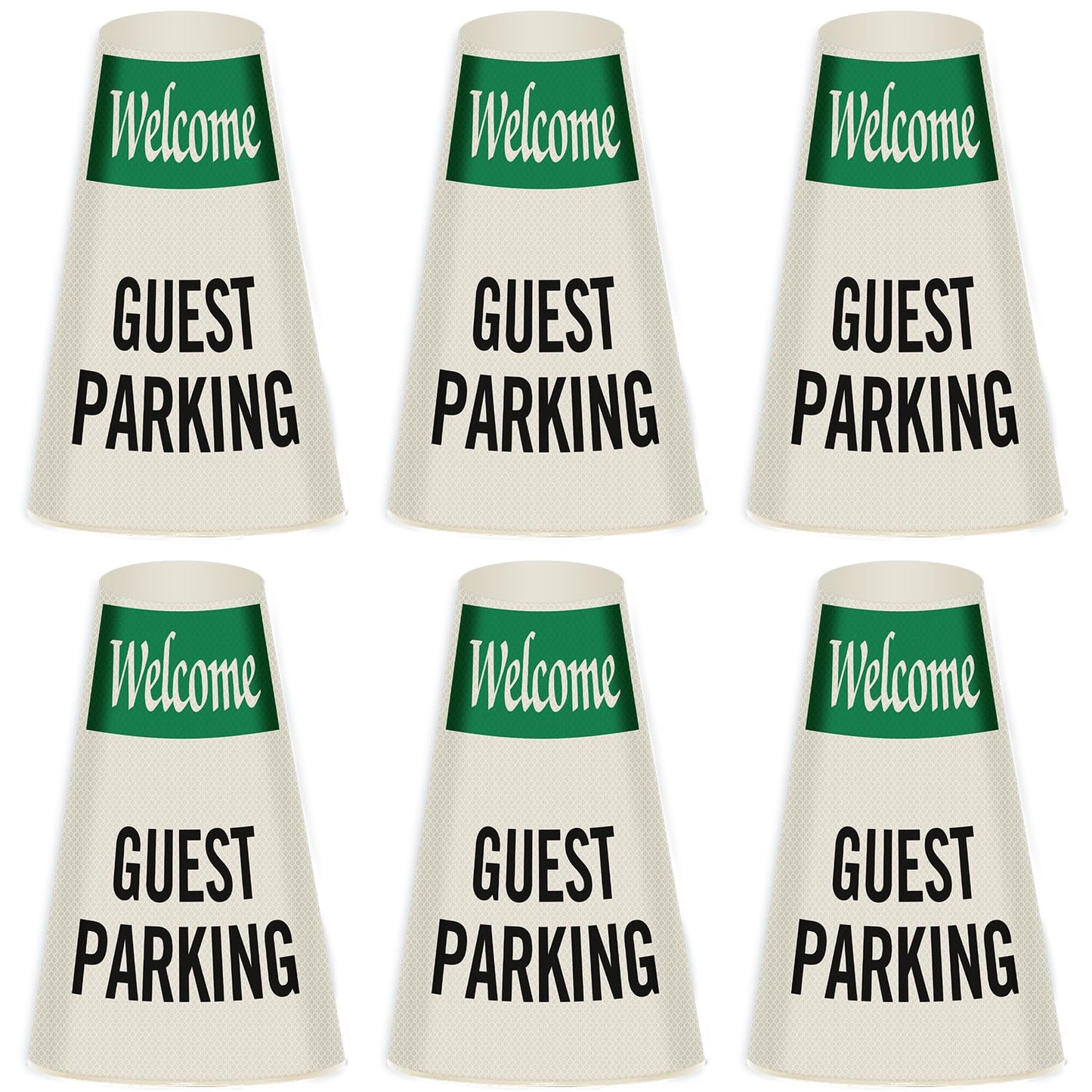 SmartSign 6-Pack "Welcome - Guest Parking" Reflective Cone Message Sleeve Collar, 360-Degree Visibility, Non-Adhesive Vinyl Signs for Traffic Safety Cones, 3-Side Print [Cone Not Included]