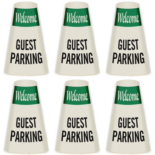 SmartSign 6-Pack "Welcome - Guest Parking" Reflective Cone Message Sleeve Collar, 360-Degree Visibility, Non-Adhesive Vinyl Signs for Traffic Safety Cones, 3-Side Print [Cone Not Included]