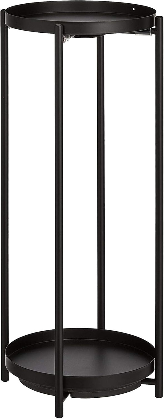 Amazon Basics Two-Tier Metal Metal Round Plant Stand, Black