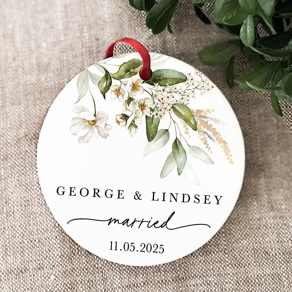 GABITA Personalized First Christmas Married Keepsake, First Christmas Married Ornament 2025, Decorations for New Couple, Married Ornament Calendar Gift 7