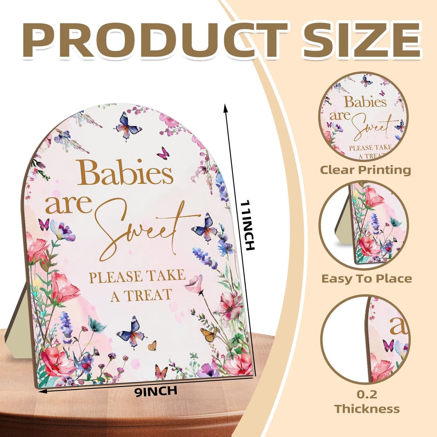 Sweet Babies Please Take A Treat Floral Butterfly Baby Shower Decoration Sign - Pink Welcome Sign 9 * 11IN