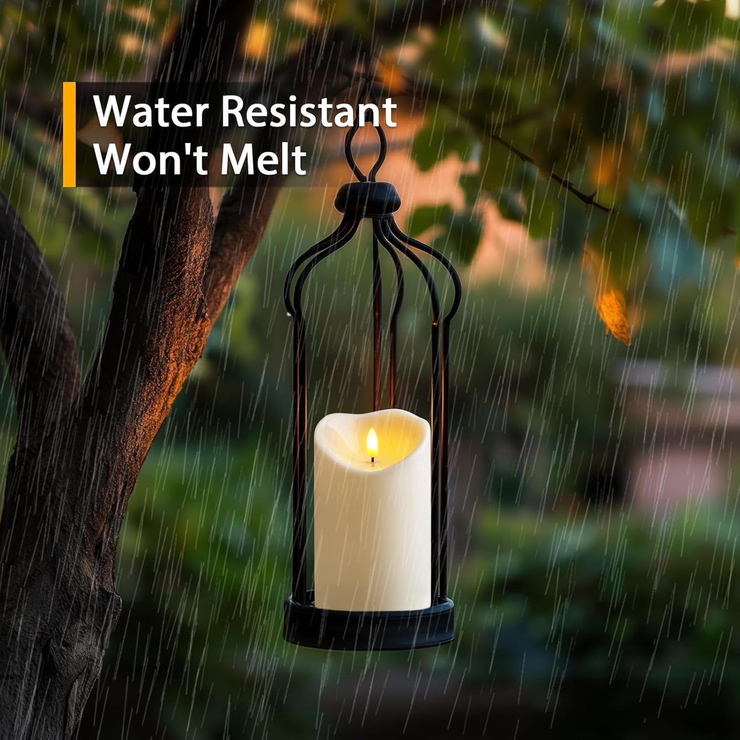 Amagic 4” x 6” Waterproof Outdoor Flameless Candles with Remote, Large LED Candles Battery Operated with Timer, Flickering Fake Pillar Candle for Patio Yard Porch Decor, Ivory White, Set of 2