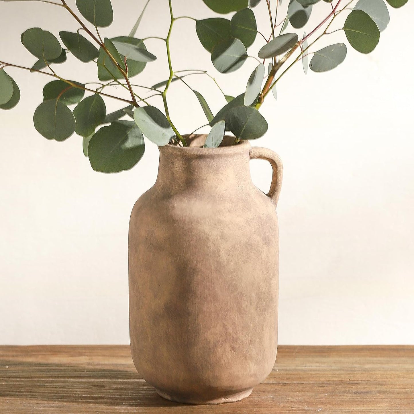 Ceramic Flower Vase Home Decor - 9.7 inch Large Table Flowers Vases Living Room Bedroom Plant Decorations Farmhouse Vintage for Kitchen Shelf Office Coffee Dining Desk House Women (Retro, 9.7")