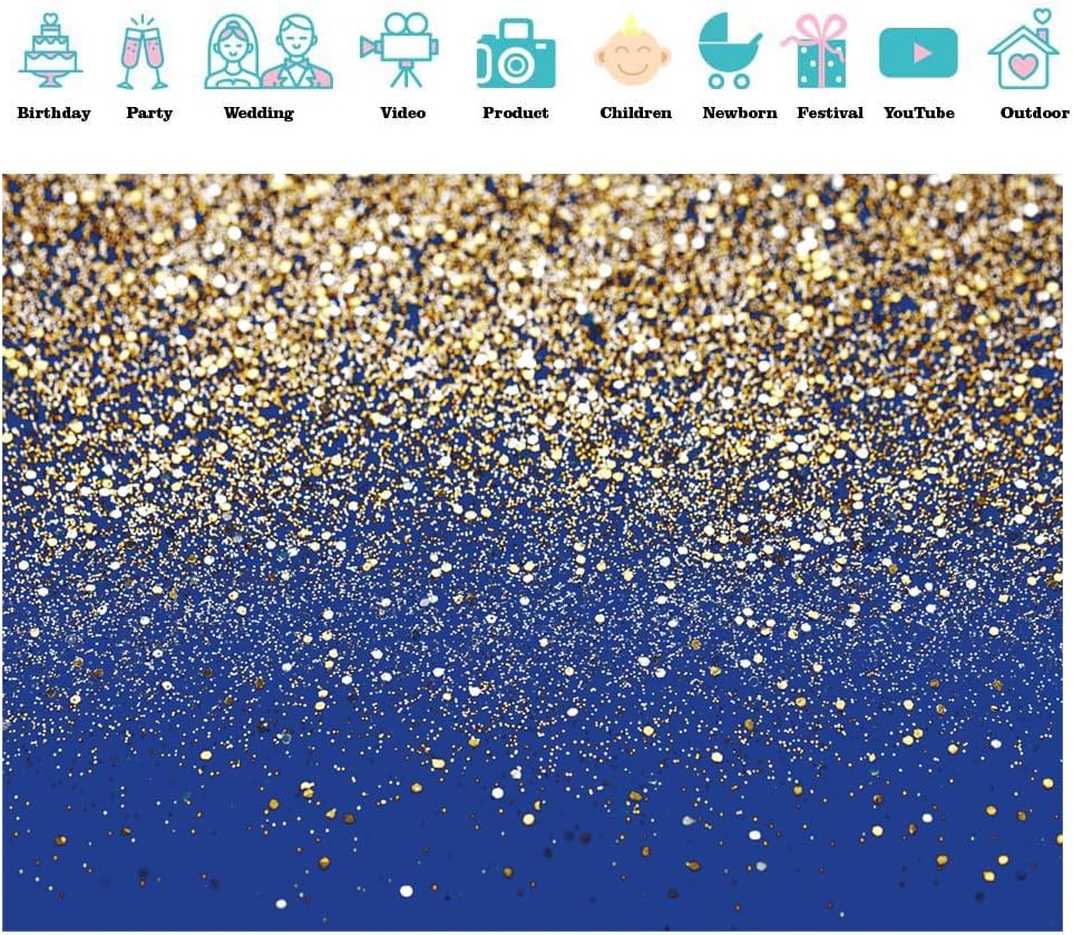 SJOLOON Blue Glitter Backdrop Royal Photo Backdrop for Birthday Party Decoration Graduation Studio Props 12558 (15x10FT)