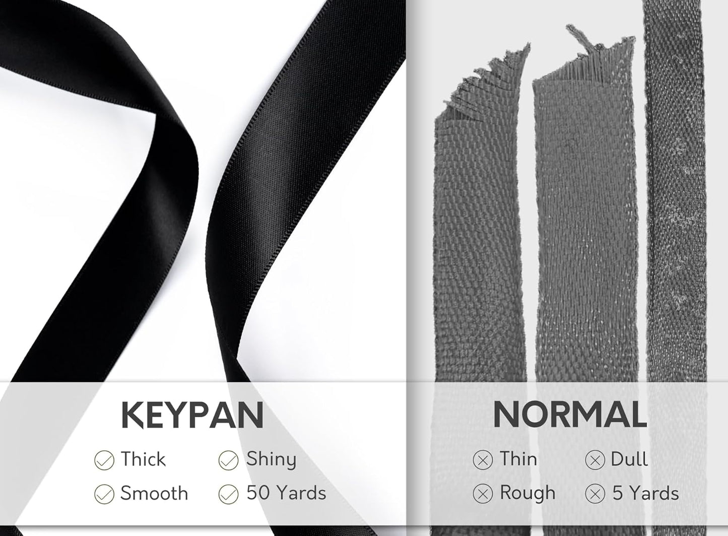 Black Ribbon 7/8 Inch 50 Yards Double-Faced Polyester Hair Satin Ribbons for Women, for Wrapping Paper Bows Gift Wedding Invitations DIY Crafts