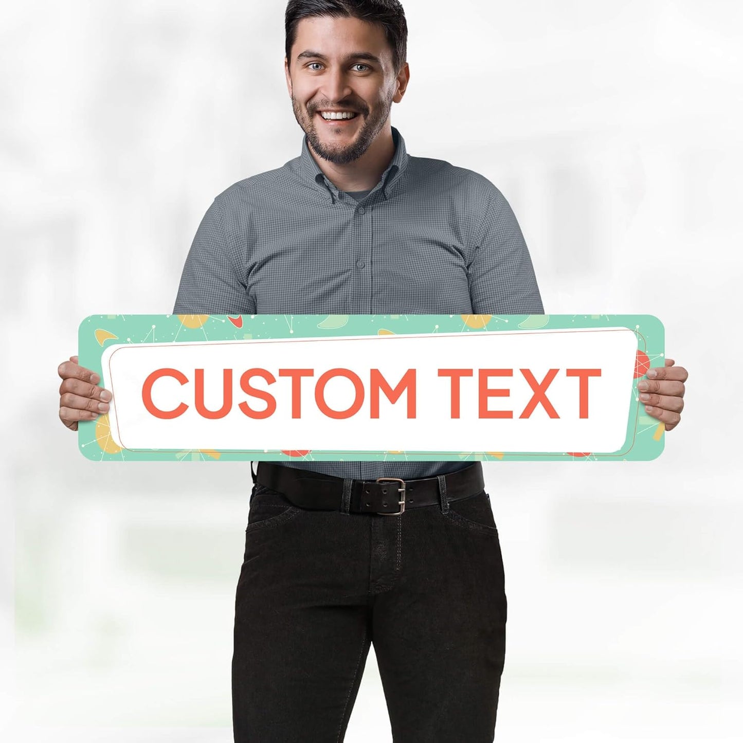 Custom Sign, Custom Street Sign, 11 Font Colors, 13 Font Styles, 4 Hole Options, 22 Sizes, 8x32 Inches, Rust Free DiBound, Fade Resistant, Made in USA by My Sign Center (Mid-Century Modern 2)