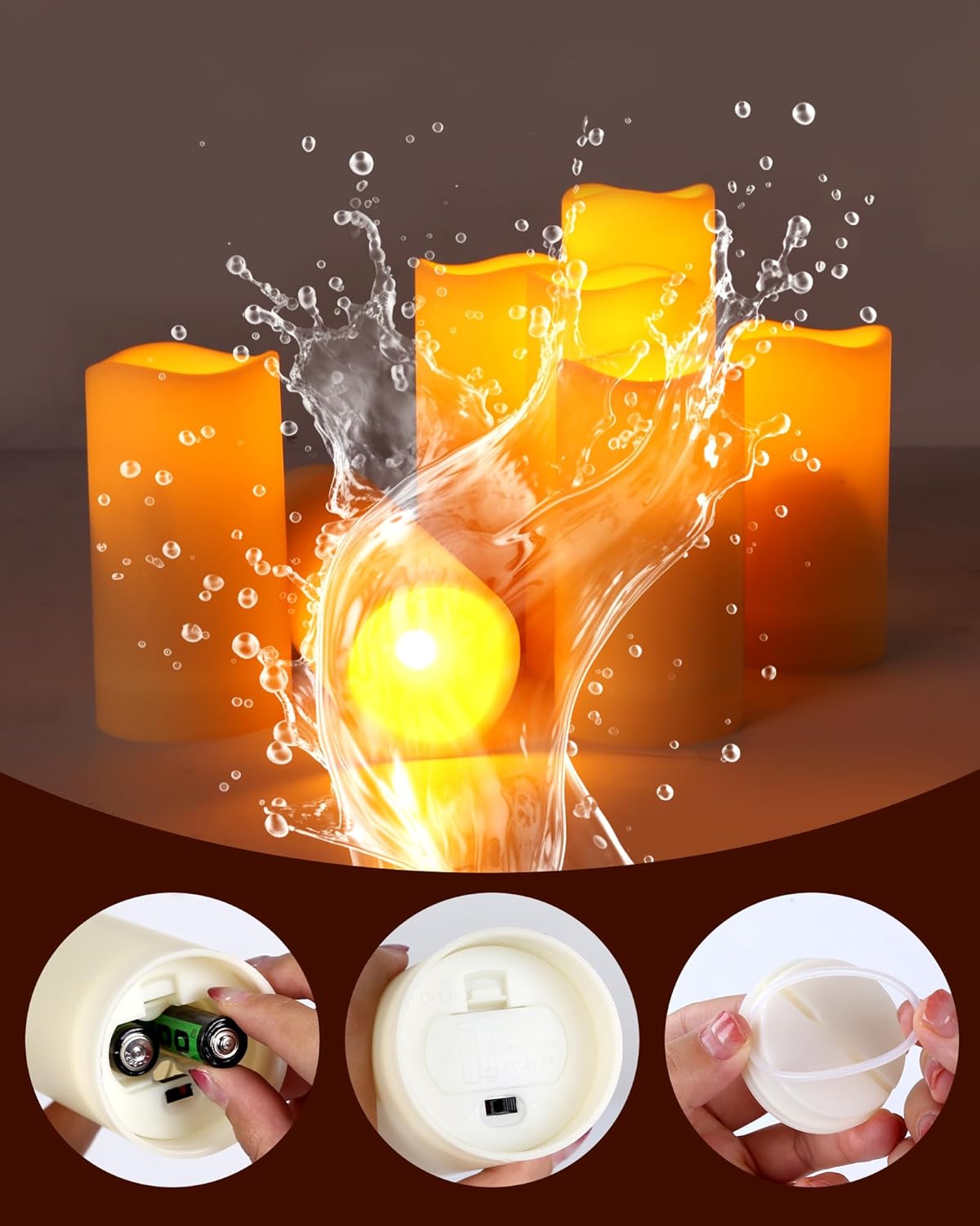 Enido 12 Pc Flameless LED Candles with Remote & Timer, Outdoor Waterproof, Flickering Electric Warm Lights for Cozy Home & Holiday Romantic Decor, Battery Operated for Party(D 2.2” x H 4”/5”/6”