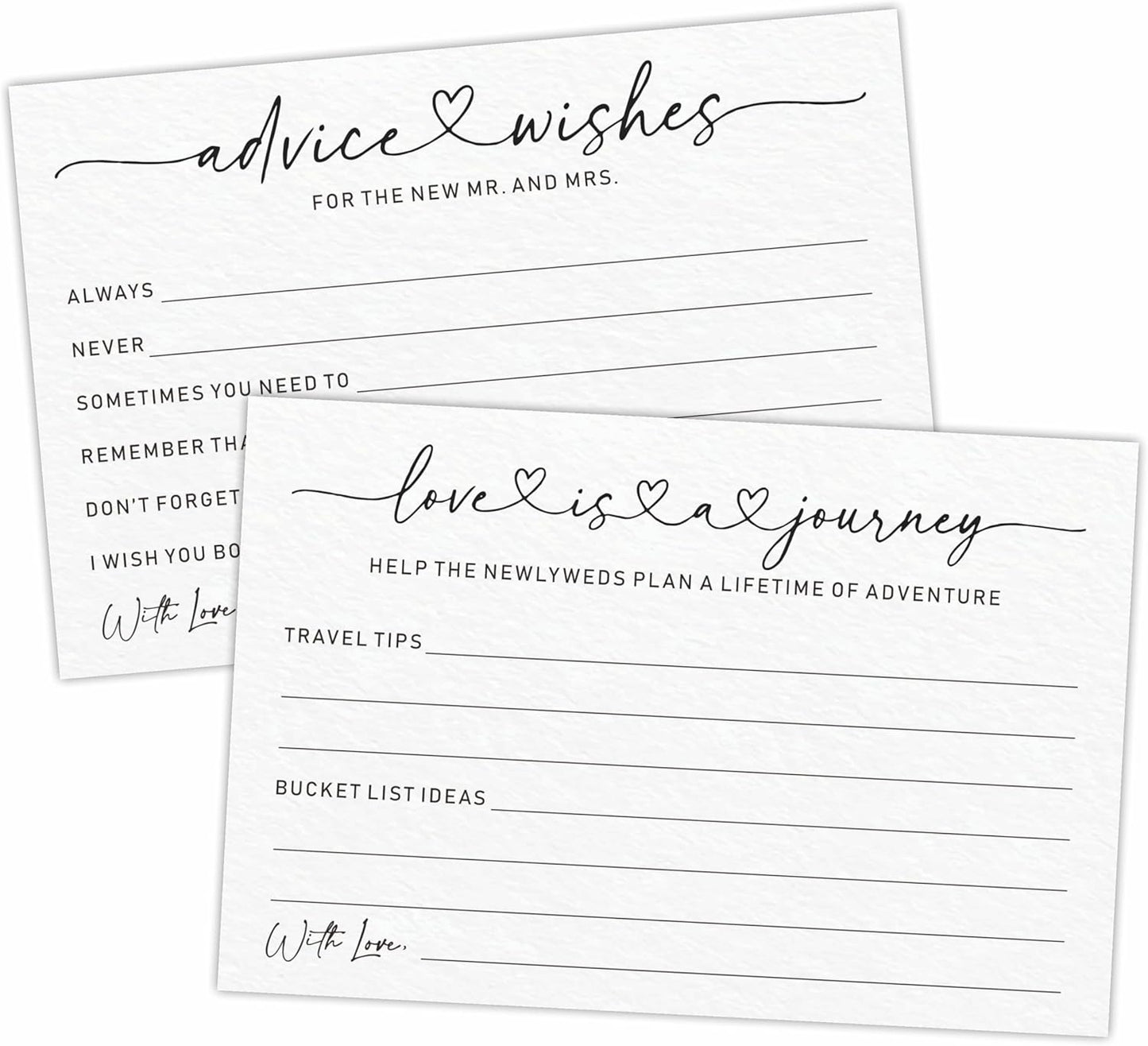 Wedding Advice Cards -Pack Of 30 Wishes For The New Mr & Mrs Wedding,Love Is A Journey Cards - Bride and Groom Newlyweds Bridal Shower Party Decoration,Games(White) - A01
