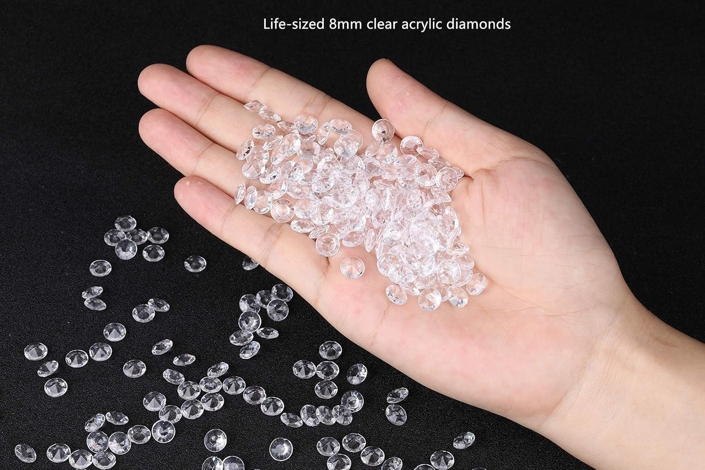 2000 pcs/Pack Wedding Table Scatter Confetti Crystals Acrylic Diamonds 8 mm Rhinestones for Wedding, Bridal Shower, Vase Beads Decorations (8mm, Light Gray)