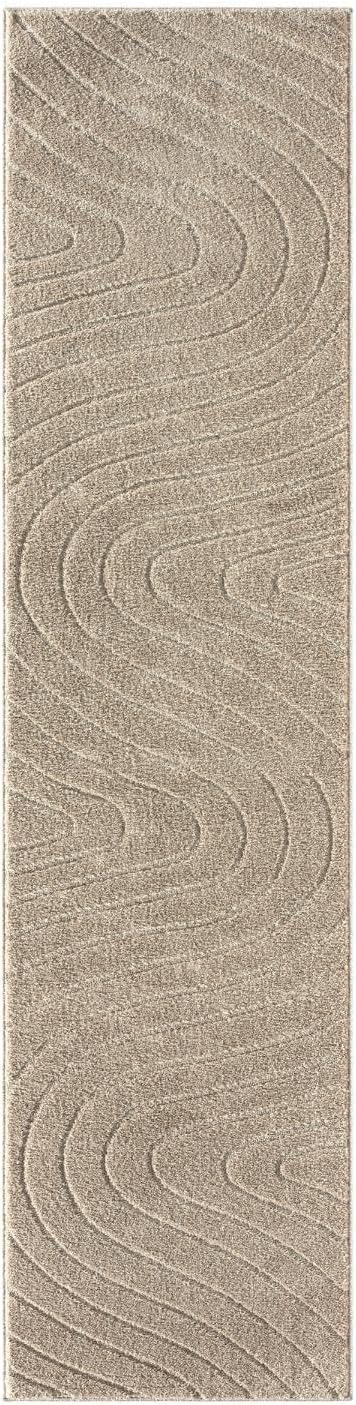 LUXE WEAVERS Modern Geometric Wave Beige 2x8 Area Rug