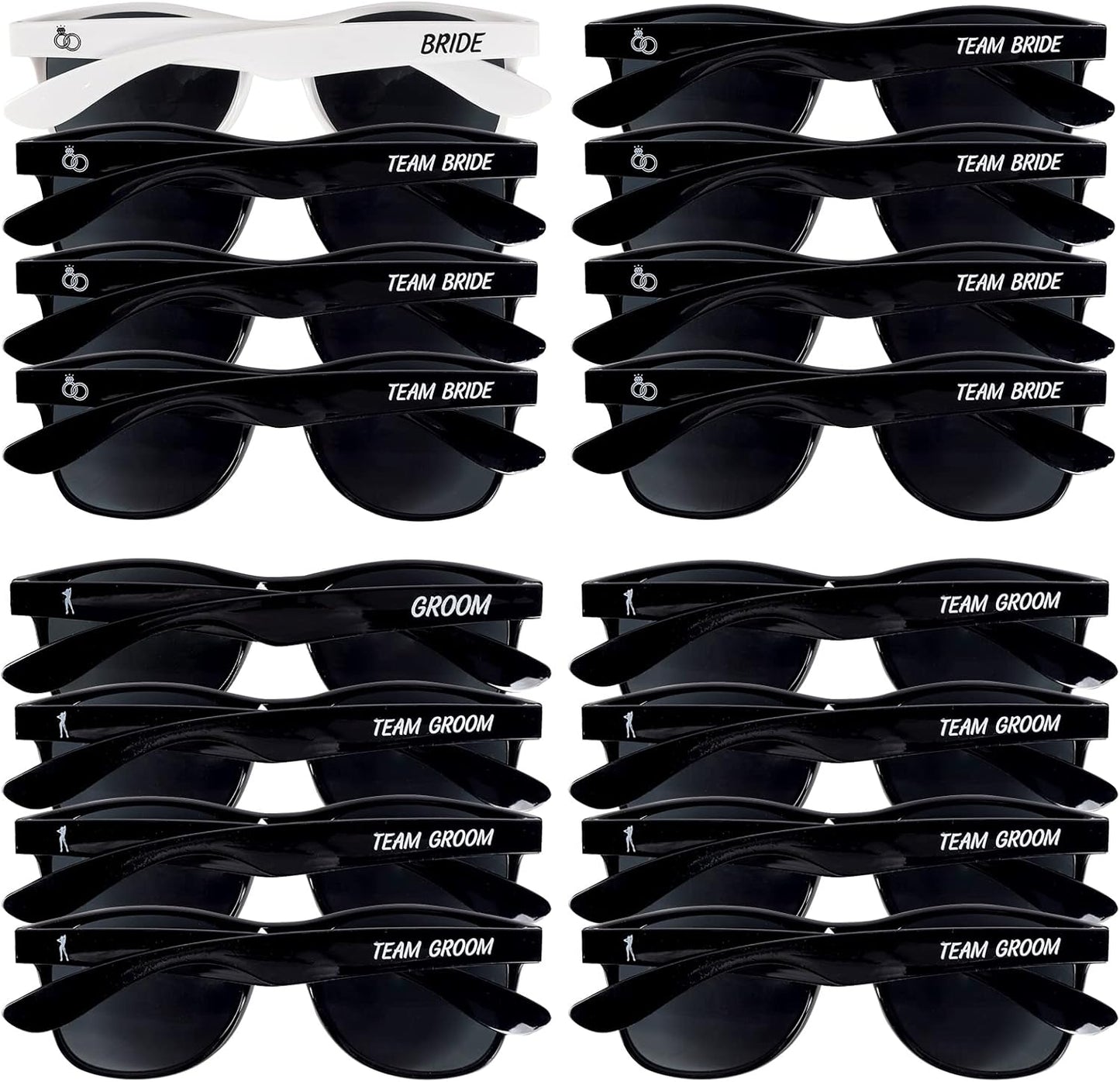 Bachelor & Bachelorette Sunglasses - Pack of 16 Team Bride/Team Groom and Bride/Groom Sunglasses - Bridal Party Gifts Bachelorette Party Supplies | Wedding Sun Glasses Bridesmaid Favors Groomsmen