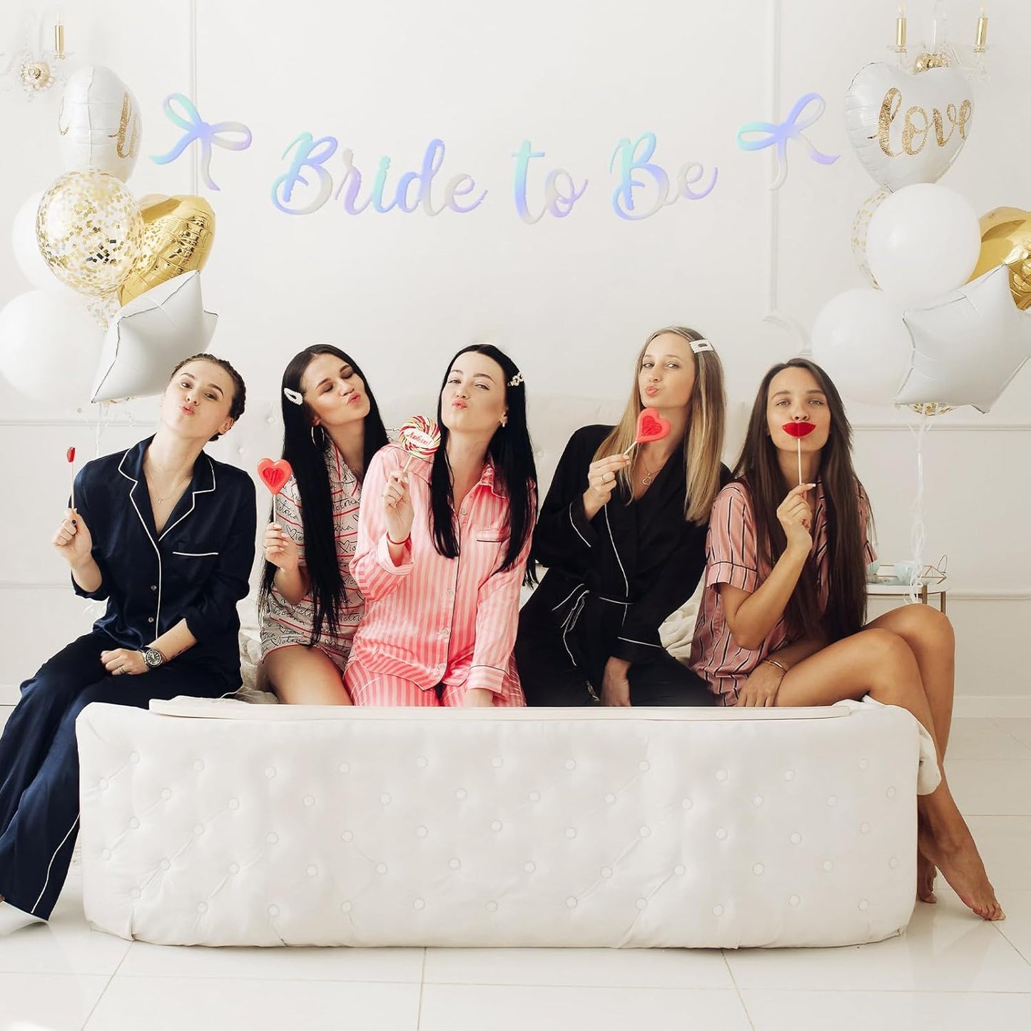 Bride to Be Banner, Iridescent Bride to Be with Bow Glitter Bachelorette Bridal Party Banner BRIDE TO BE Sign for Iridescent Bachelorette Bridal Shower Wedding Engagement Hen Party Decorations