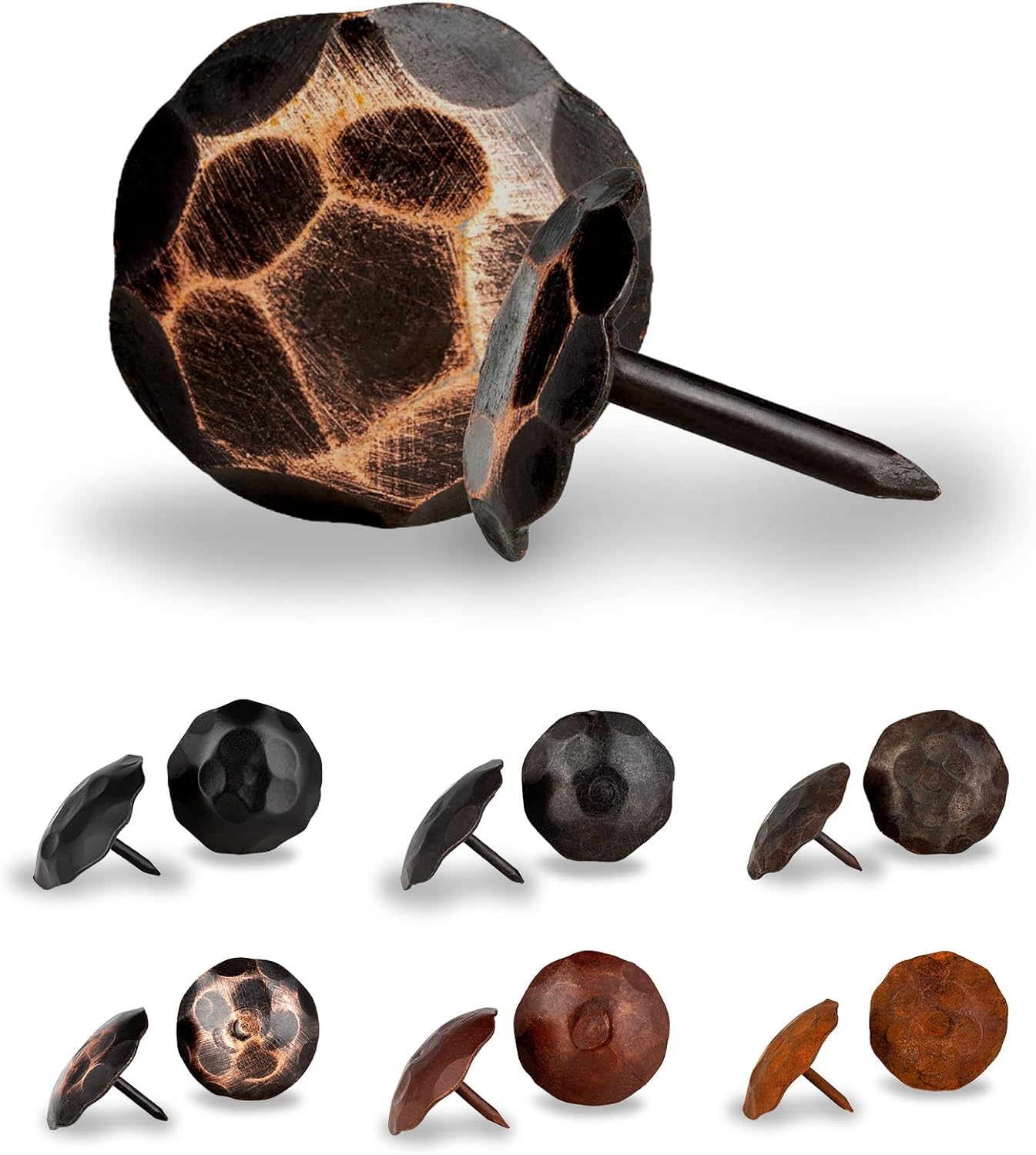 10 Pack 0.75" Round Head Iron Clavos Decorative Nails – Oil Rubbed Bronze – Handmade Rustic Round Fasteners for Farmhouse Shutters, Faux Wood, Barn Doors, Shutters, Gates – Ornamental Wood Accent