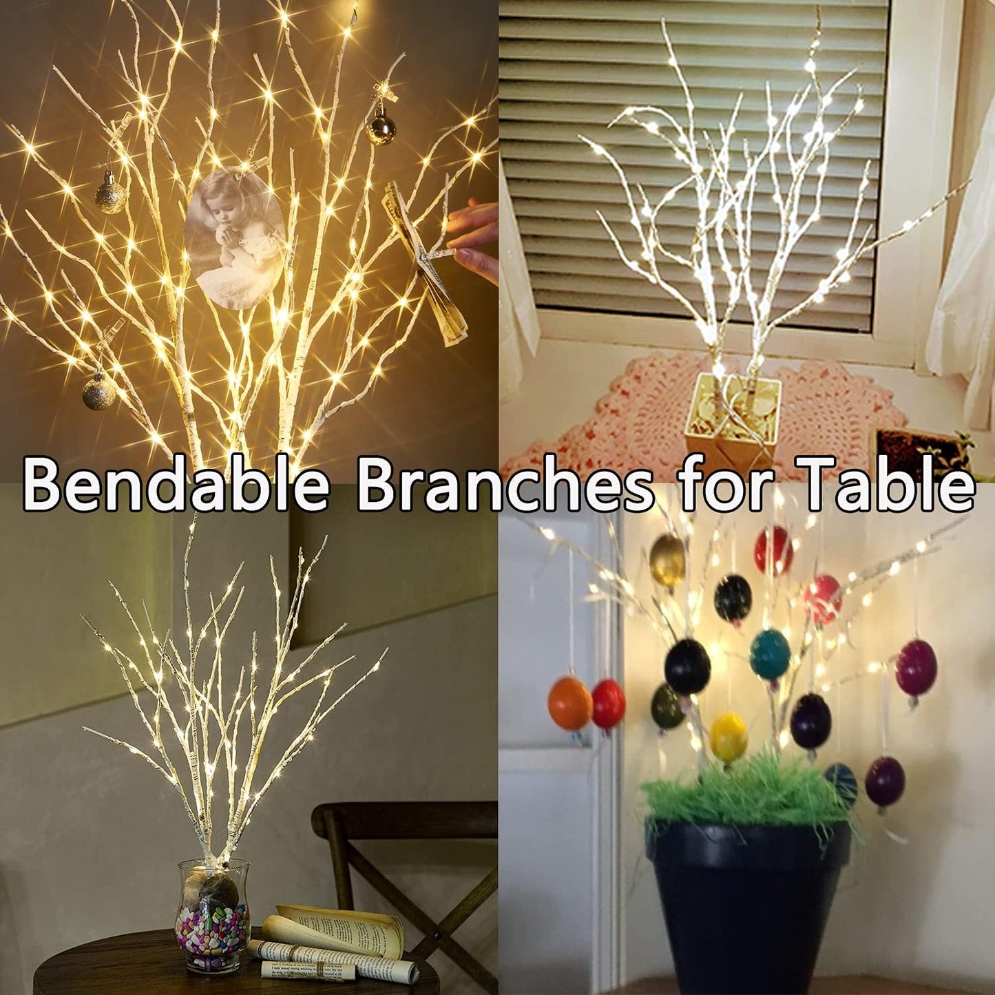 Fudios Lighted Birch Branches 18IN 70 White Willow LED with Timer Battery Operated for Christmas Party Wedding Decoration Twig Lights Outdoor