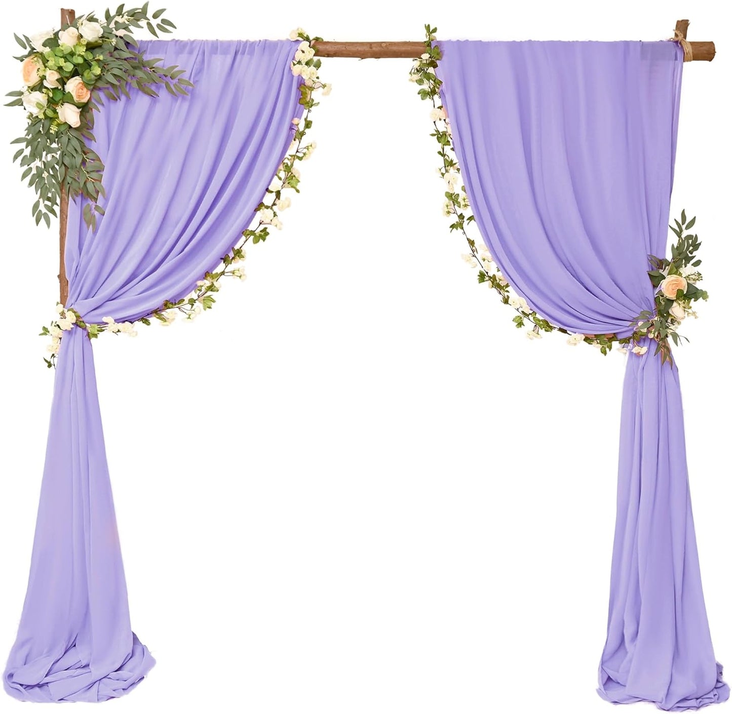 8 Panels Wedding Arch Draping Fabric 28" x 20Ft Wedding Arch Drapes Chiffon Fabric Drape Sheer Backdrop Curtain for Weddings Party Ceremony Baby Shower Arbor Drapery Reception Ceiling Decor(Lavender)