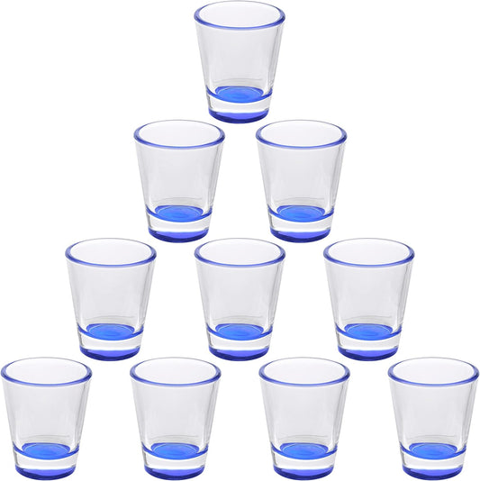 DISCOUNT PROMOS Shot Glasses Set 1.75 oz. Set of 10 Bulk Pack, Wedding Favor, Birthday Party, Tequila Shot Glasses, Vodka Shot Glass - Blue Bottom Color