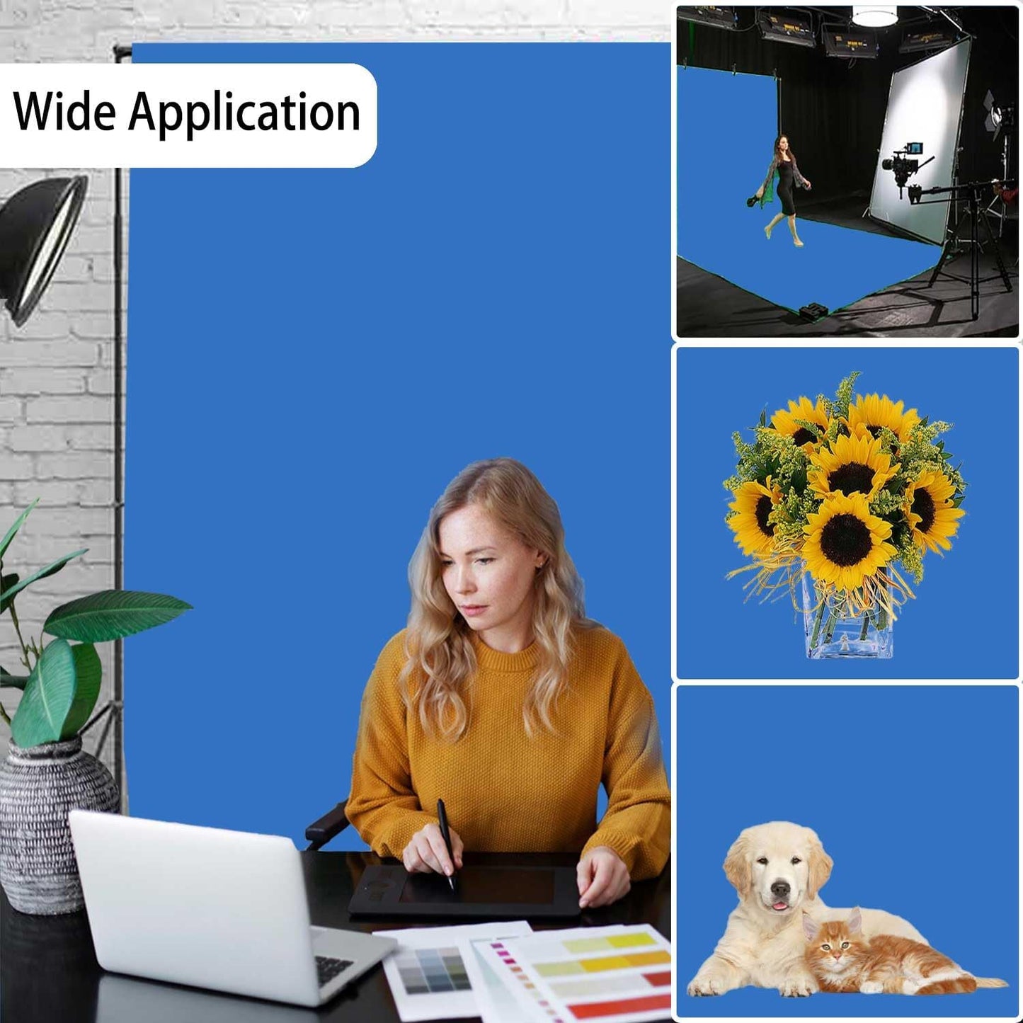 Royal Blue Backdrop, Photo Booth Portrait Photography Backdrops, Studio Blue Screen Backdrop for Photoshoot Streaming Video Shooting, Blue Photo Backdrop 5x7ft