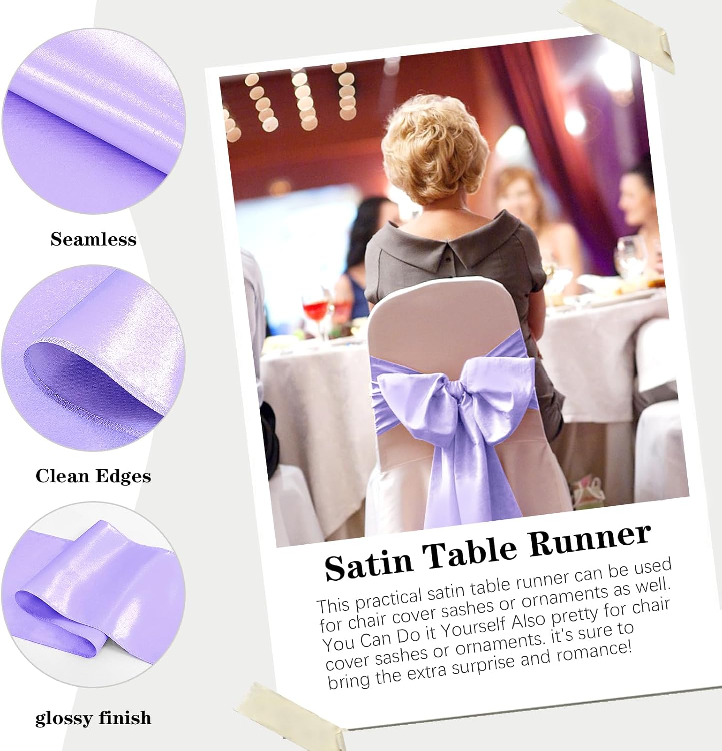 10 Pack Satin Table Runner 12 x 108 Inch Long Lavender Silk Table Runner for Wedding Party Banquet Birthday Decoration