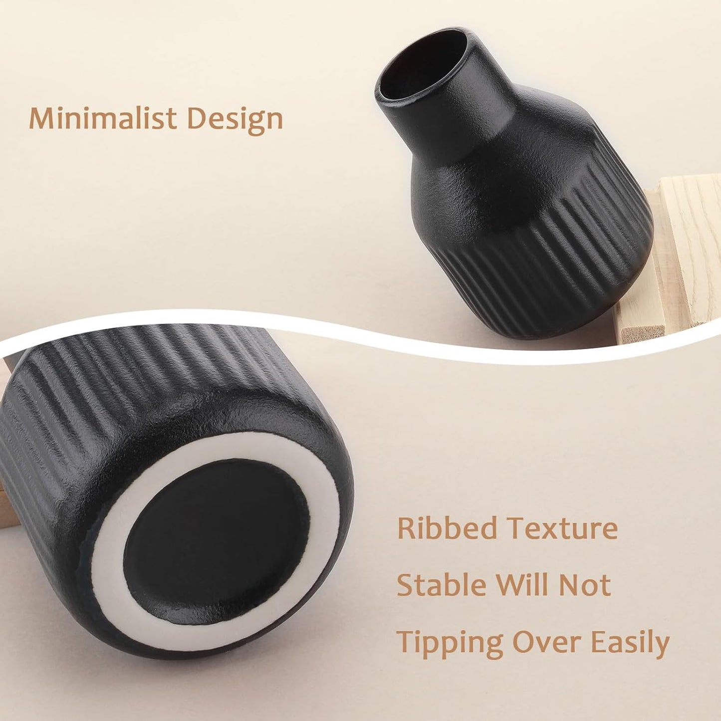 Small Fake Flowers in Vase 14" Centerpiece Table Decorations Silk Flowers Arrangements Ceramic Vase Dahlia Chrysanthemum Artificial Flowers Bouquet for Bathroom Dining Room Kitchen Wedding (Black)