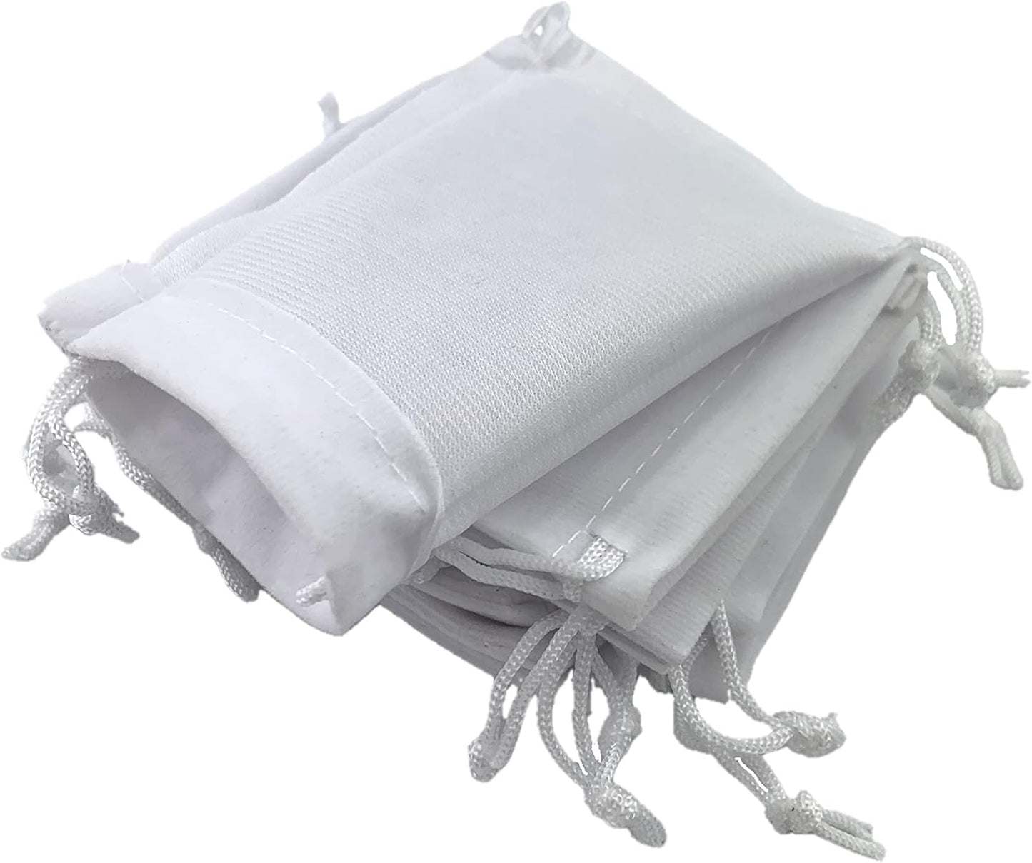 Palmhomee Pack of 48 3x4 Inch Velvet Drawstring Bags Gift Bag Velvet Pouch For Jewelry Wedding and Party Favor (White)