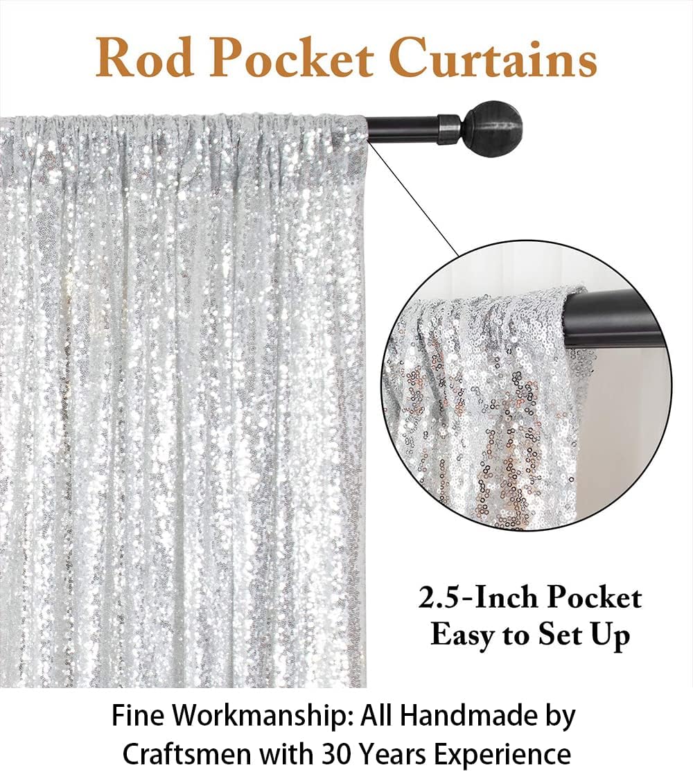 ShiDianYi Silver Glitter Backdrop Curtain Photo Backdrop 8FTx10FT Sequins Elegant Backdrops 8x10 Sequin-Curtain-1016E