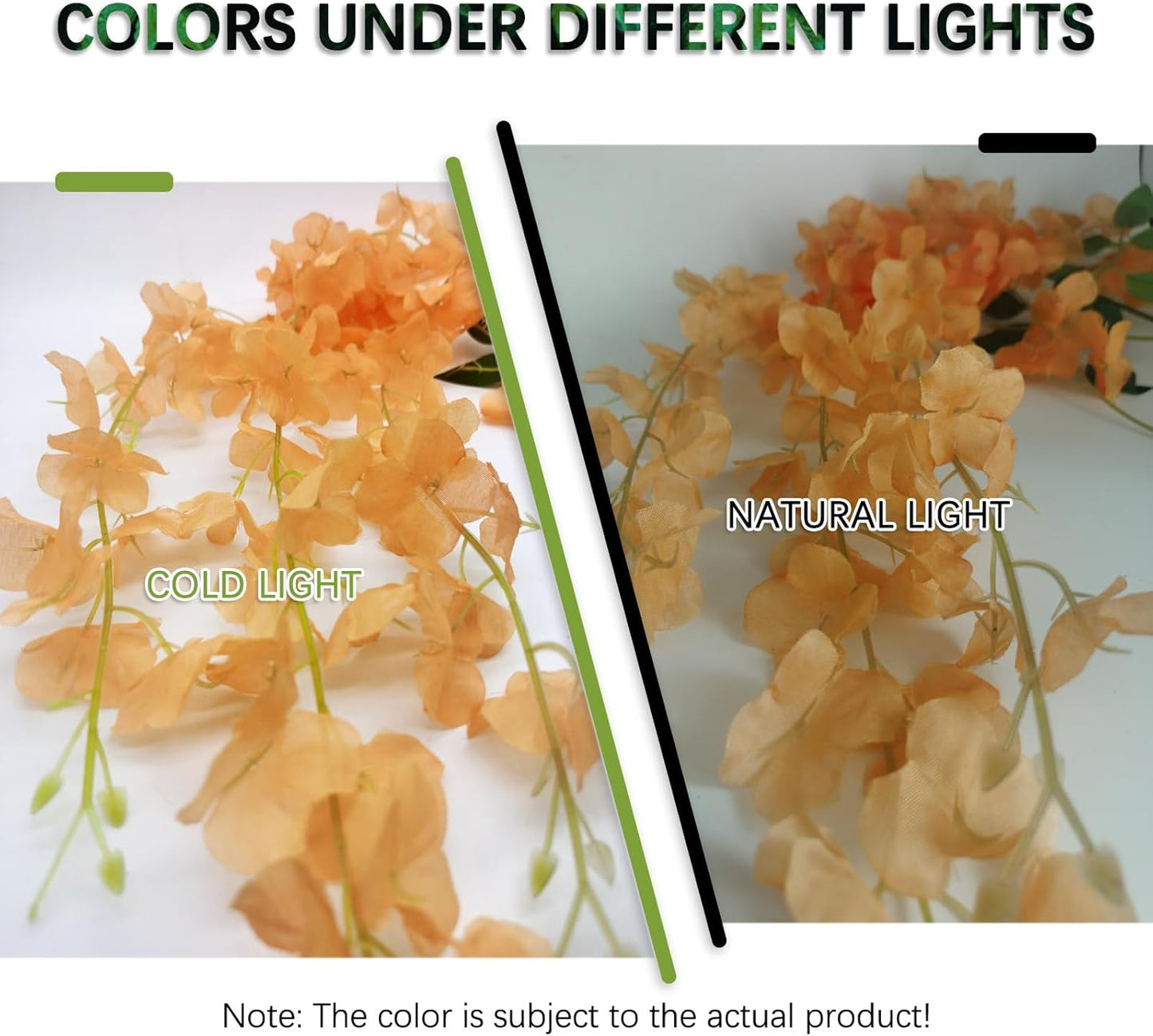 12 Pack Orange Wisteria Hanging Flowers Garland, 3.77 Feet Artificial Flower Vines, Fake Wisteria, Artificial Vines Hanging Garland for Backdrop Outdoor Yard Garden Decor