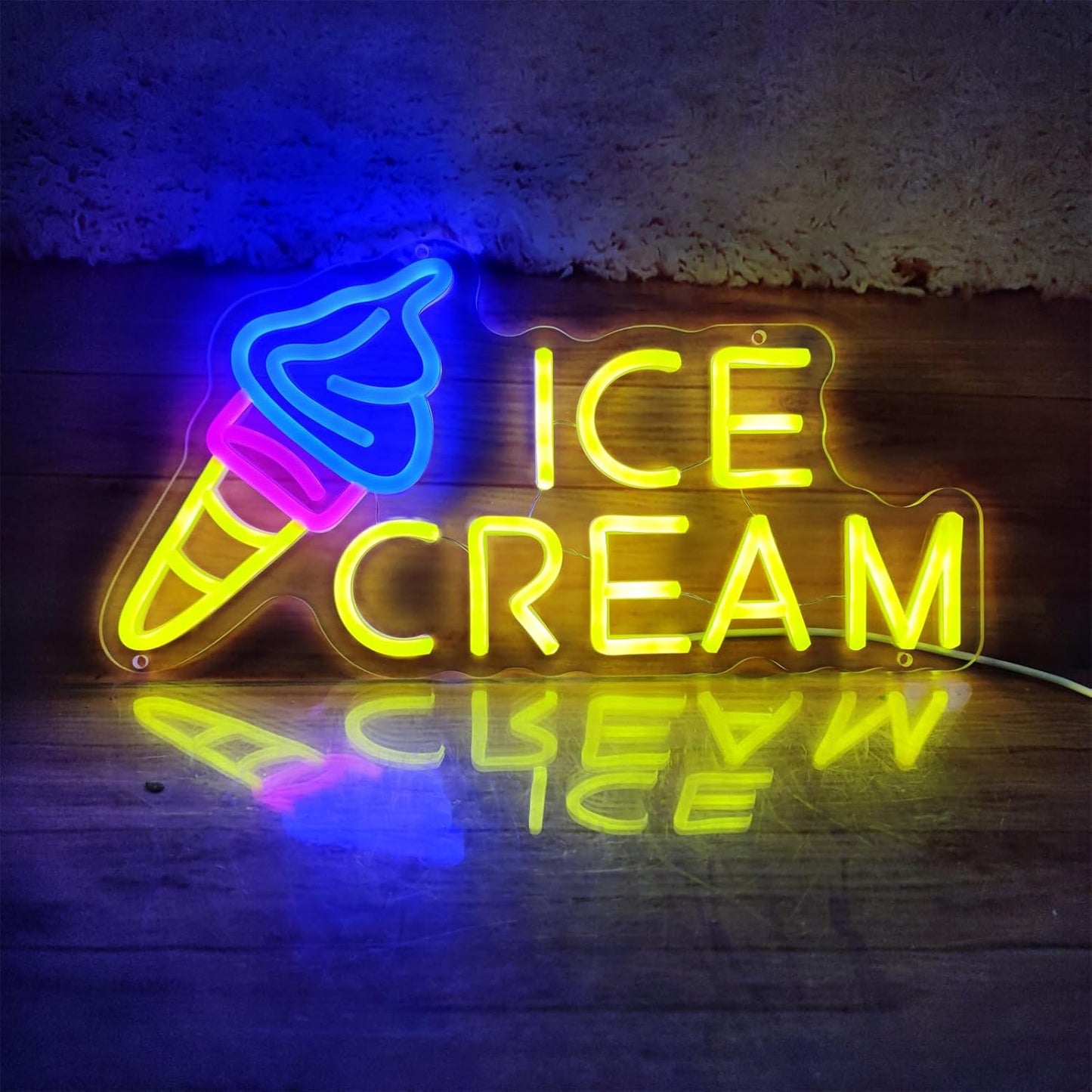 Ice Cream Neon Sign Ice Cream Light Ice Cream Signs for Business, Ice Cream Bar Sign Decor for Drinking Bar Party Bedroom Decoration Birthday Gift, 15.7"" x 7.8""