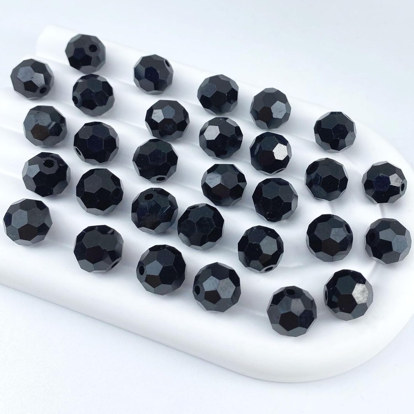 400 PCS 4mm Crystal Glass Beads Round Multiple Faceted Loose Spacer Glass Beads for DIY Handcrafte Bracelet Necklace Earring Jewelry Making(Black)